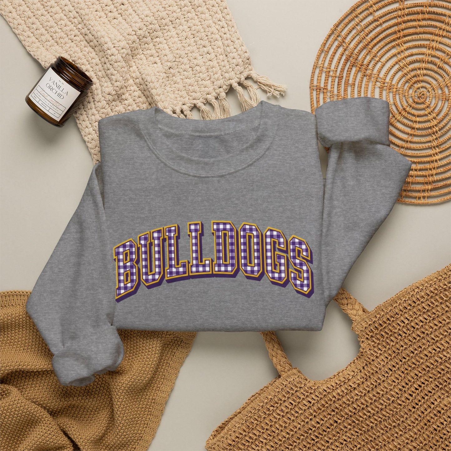 Bulldogs Gingham Crewneck Sweatshirt