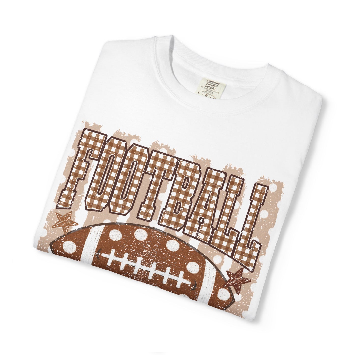 Football Mama T-Shirt | Rust Plaid Football Graphic