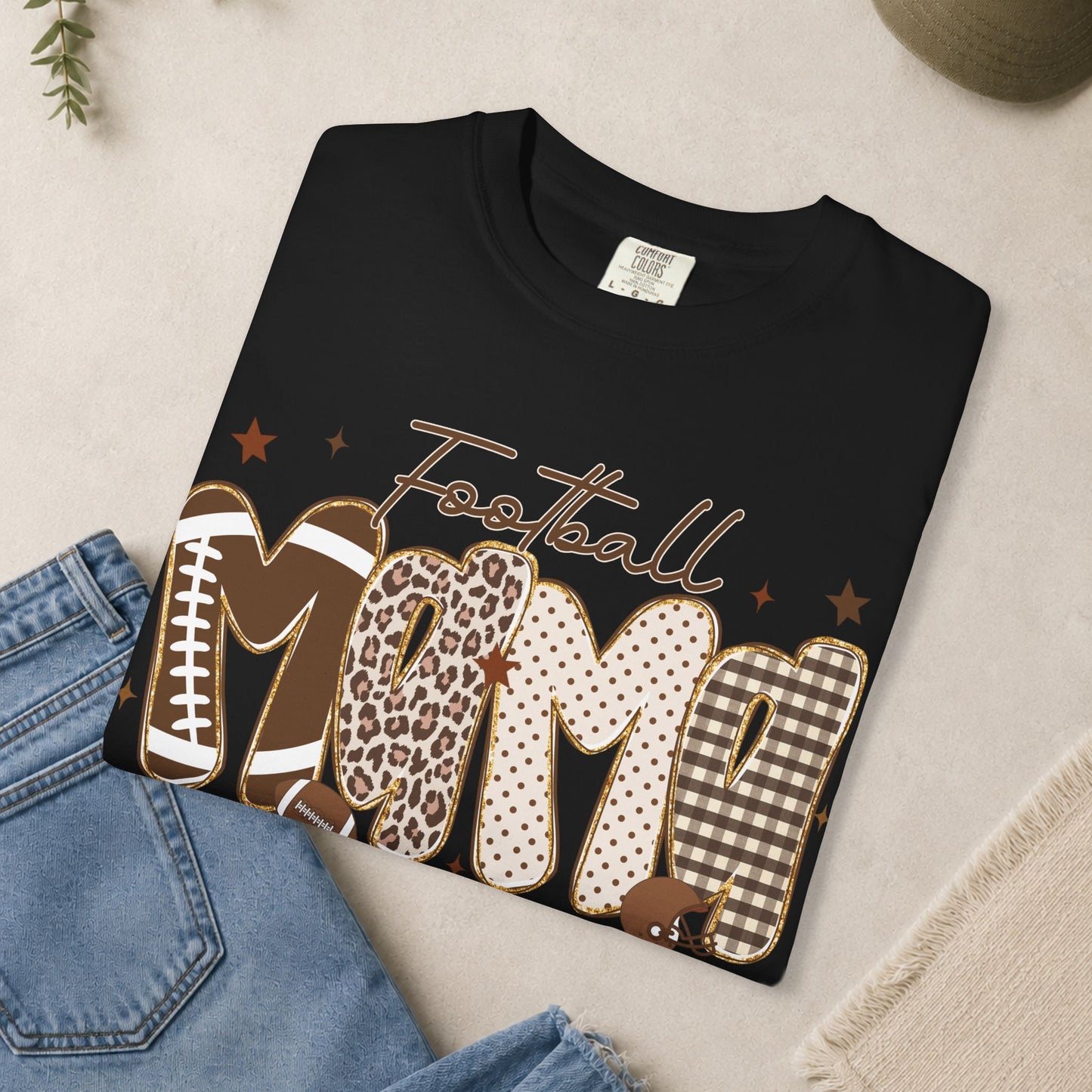 Football Mama T-Shirt | Leopard, Plaid & Gingham Lettering