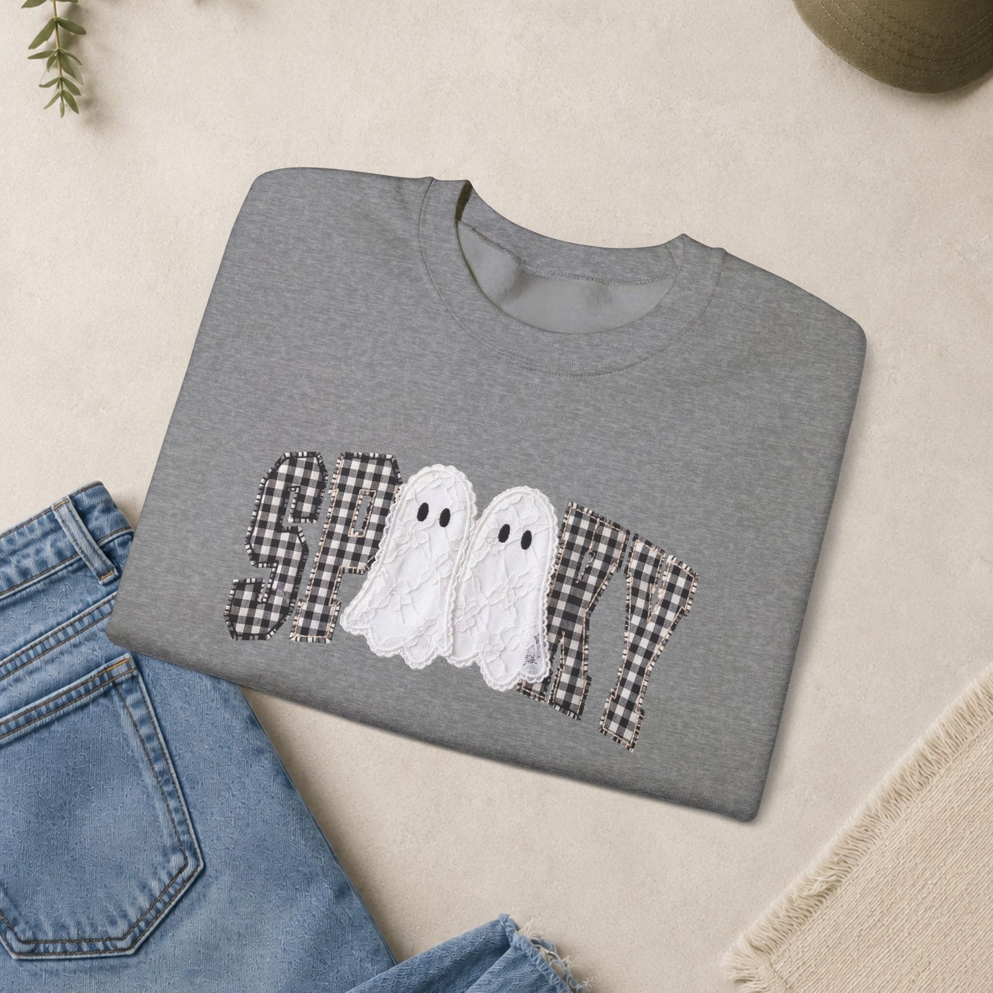 Spooky Ghosts plaid letters Sweatshirt | Halloween sweatshirt