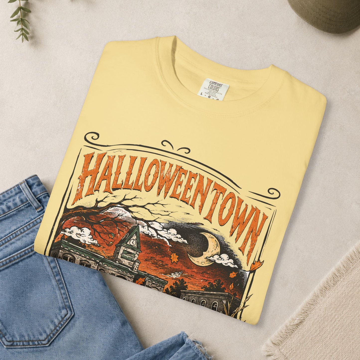 Halloweentown T-Shirt | Haunted Town Pumpkin Scene