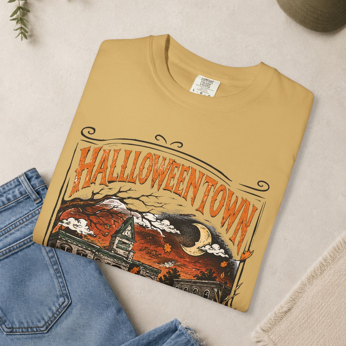 Halloweentown T-Shirt | Haunted Town Pumpkin Scene