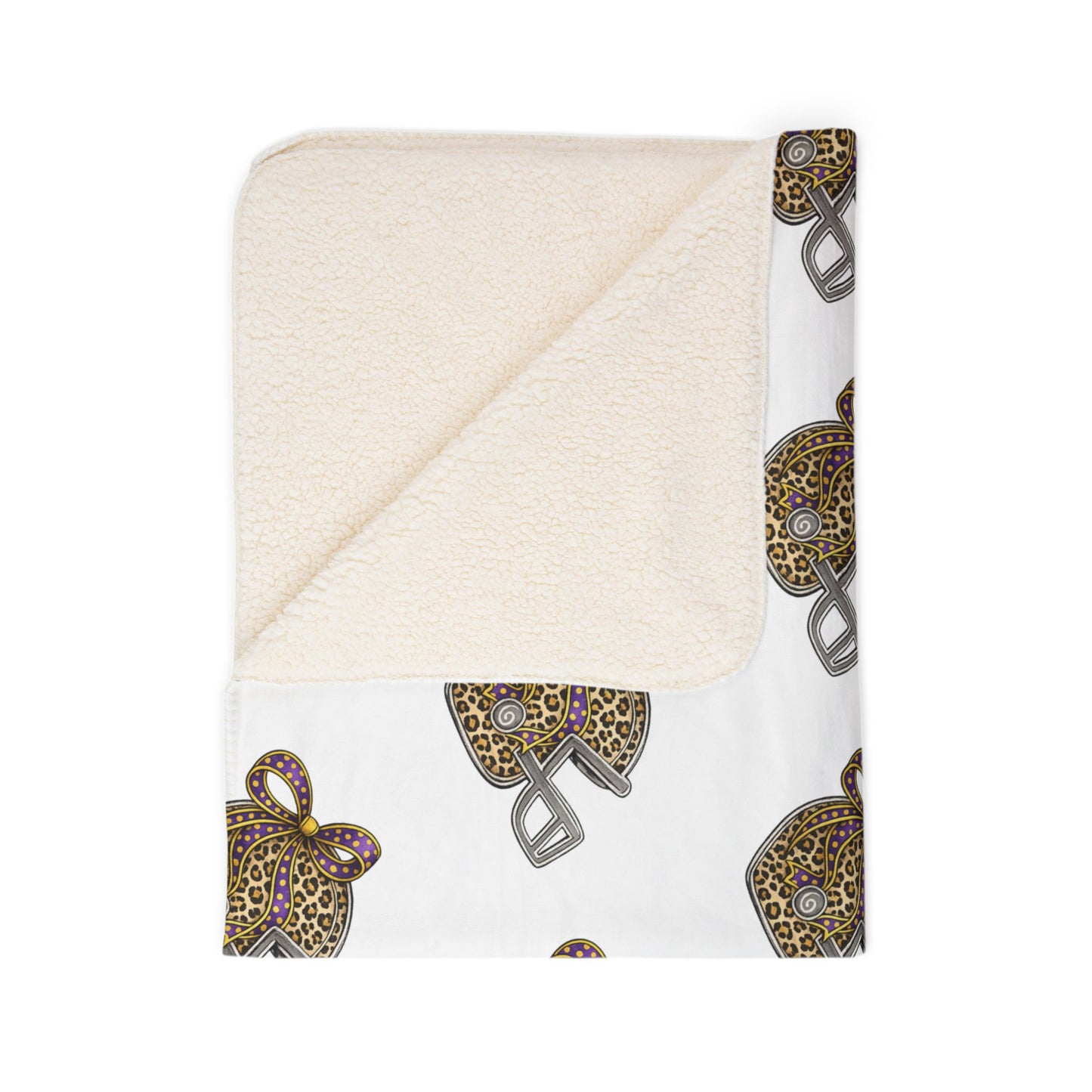 Leopard Print Football helmet Sherpa Blanket