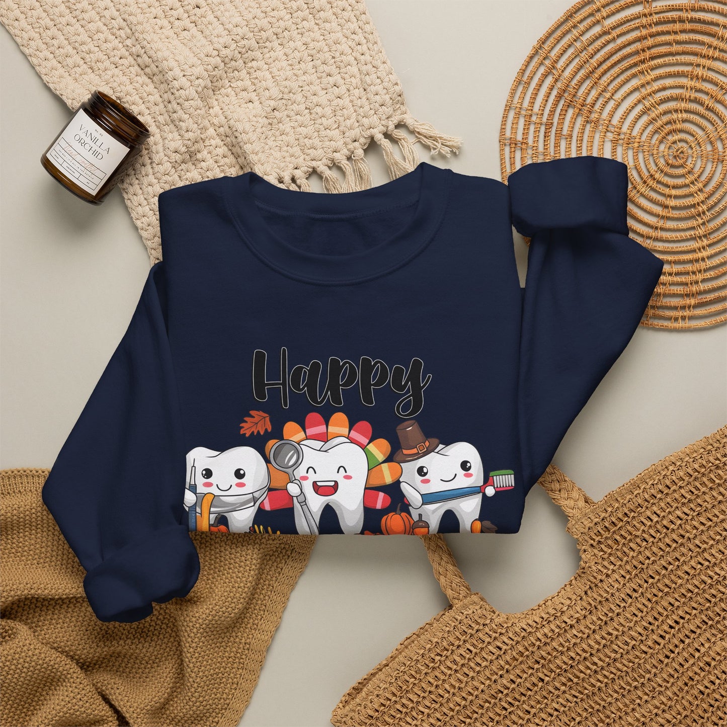 Happy Thanksgiving Turkey Characters Sweatshirt | Thanksgiving Crewneck