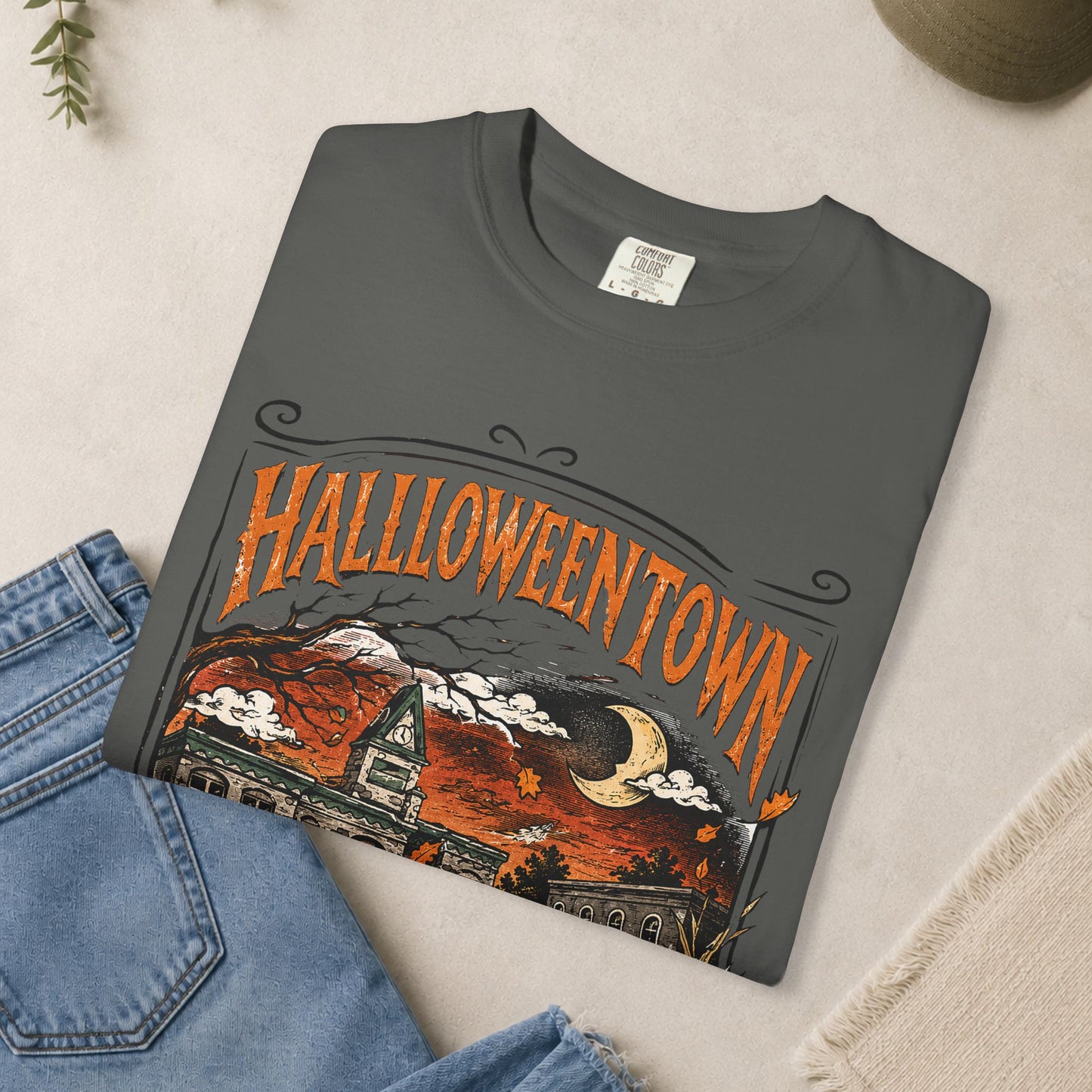 Halloweentown T-Shirt | Haunted Town Pumpkin Scene
