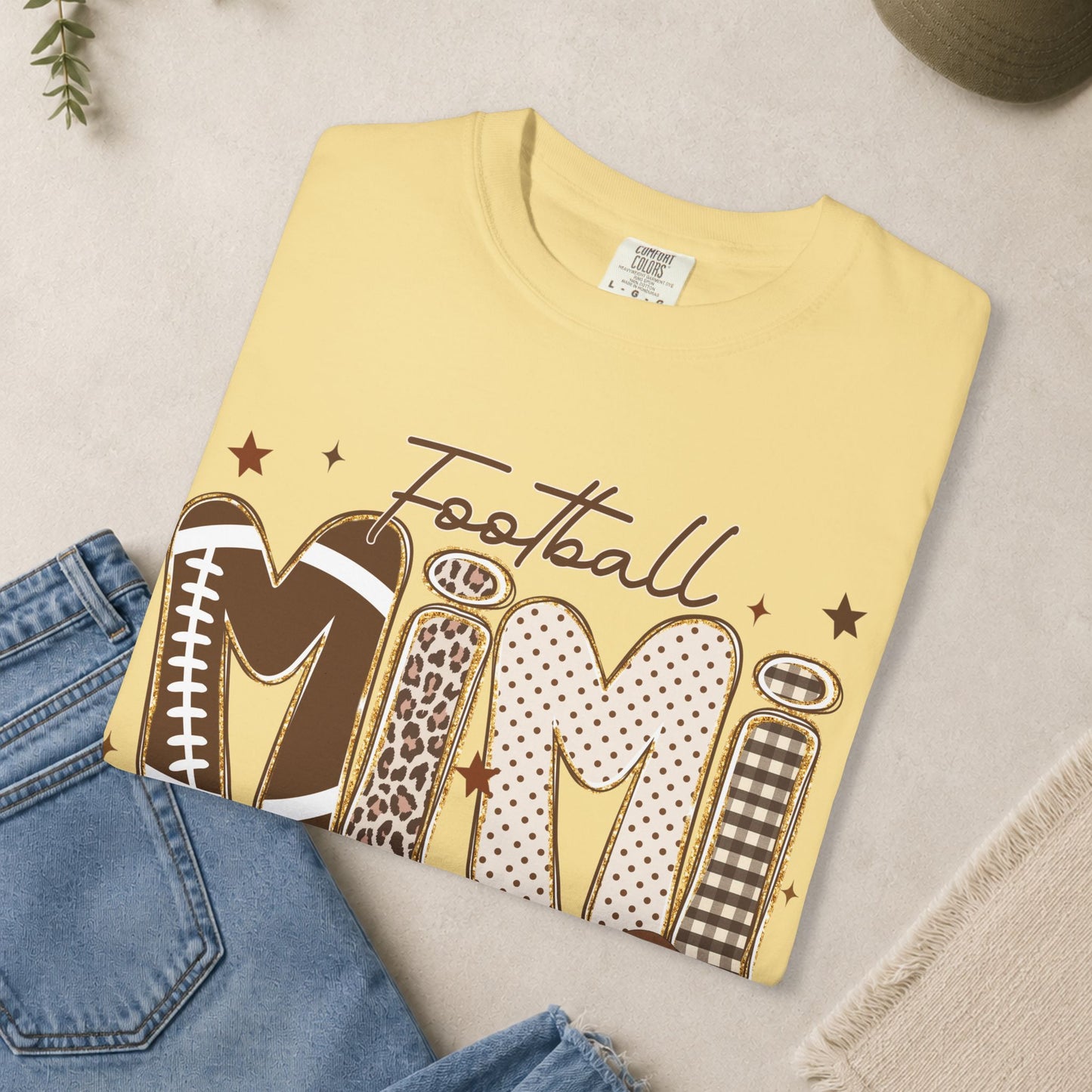 Football Mimi T-shirt | Leopard and Leather Pattern Lettering