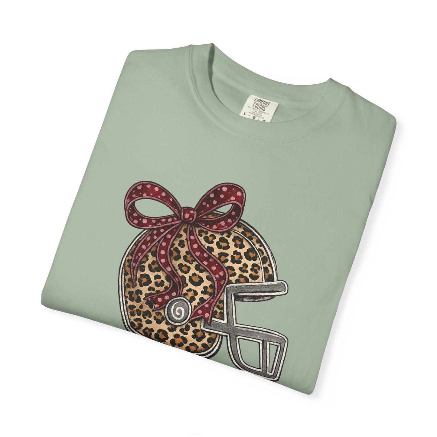 Leopard Print Football Helmet Tee — 'Game Day' Women's Cheer Football Shirt