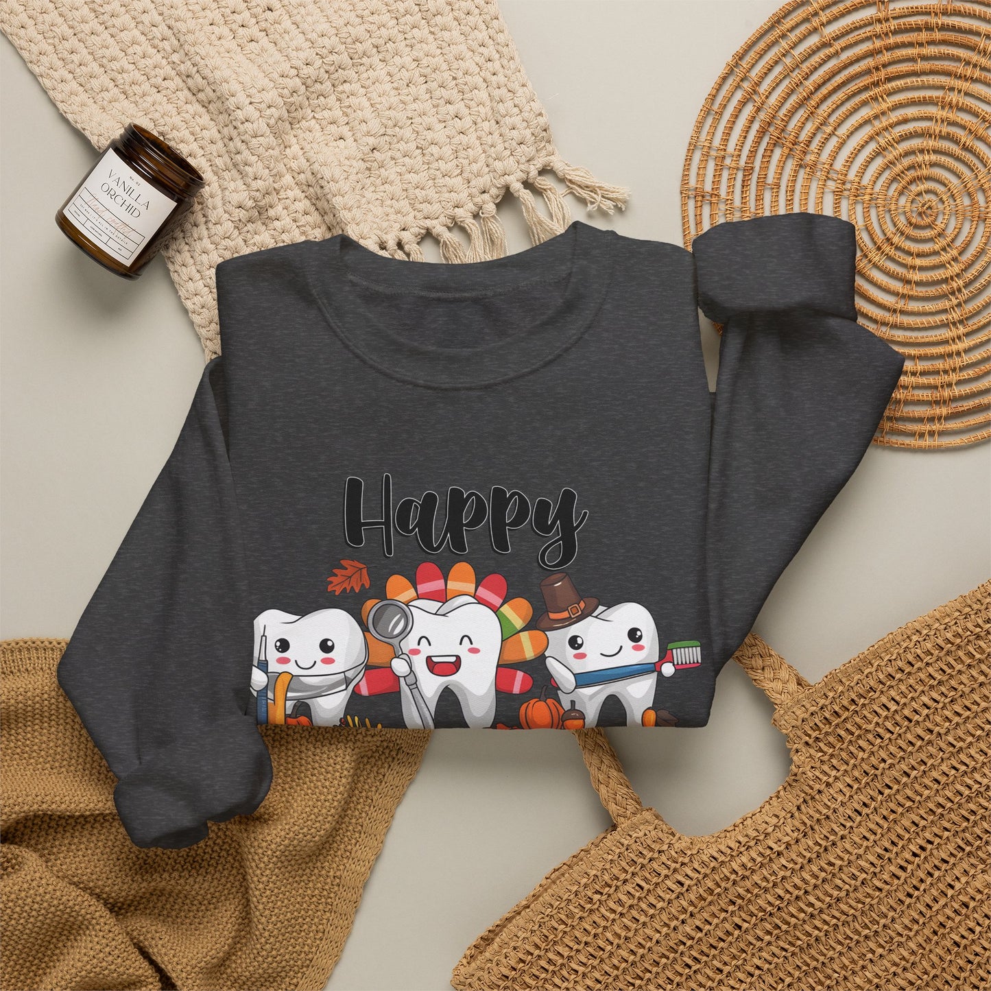 Happy Thanksgiving Turkey Characters Sweatshirt | Thanksgiving Crewneck