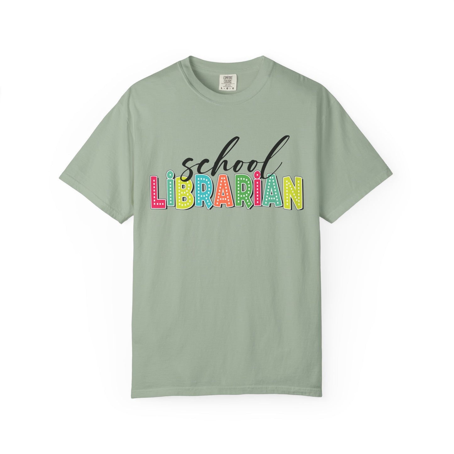 School Librarian T-Shirt — Colorful Retro Lettering Tee for Library Staff