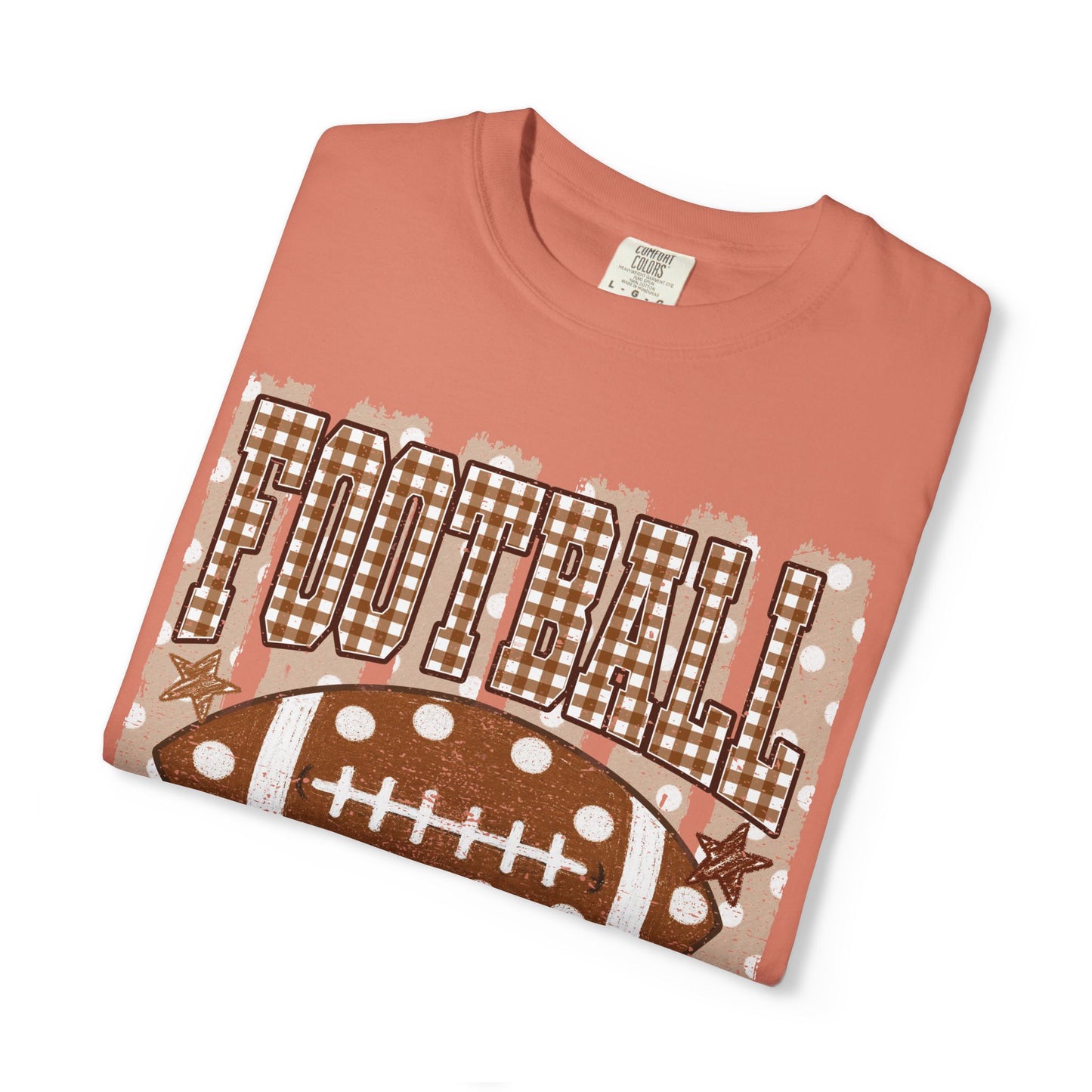 Football Mama T-Shirt | Rust Plaid Football Graphic