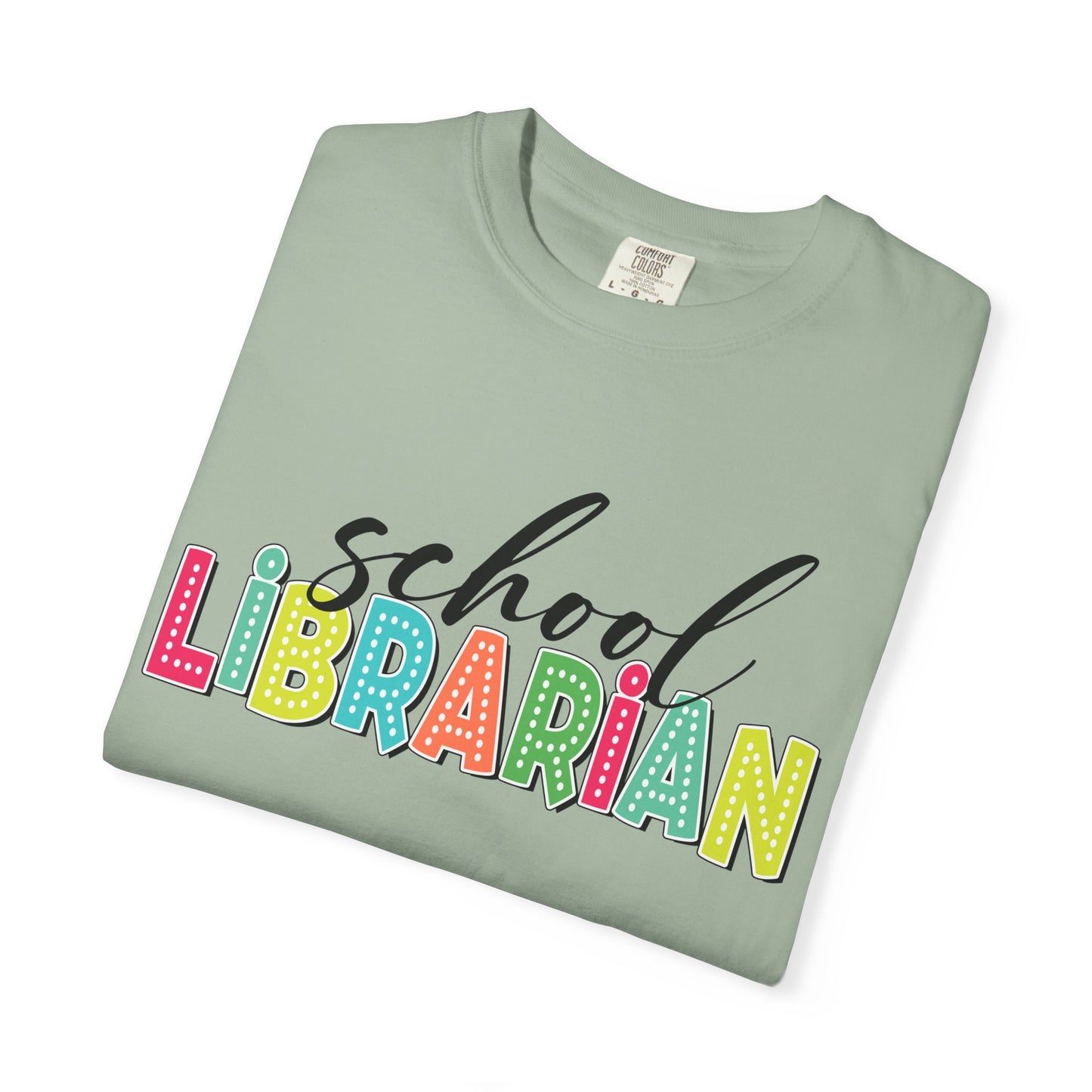 School Librarian T-Shirt — Colorful Retro Lettering Tee for Library Staff