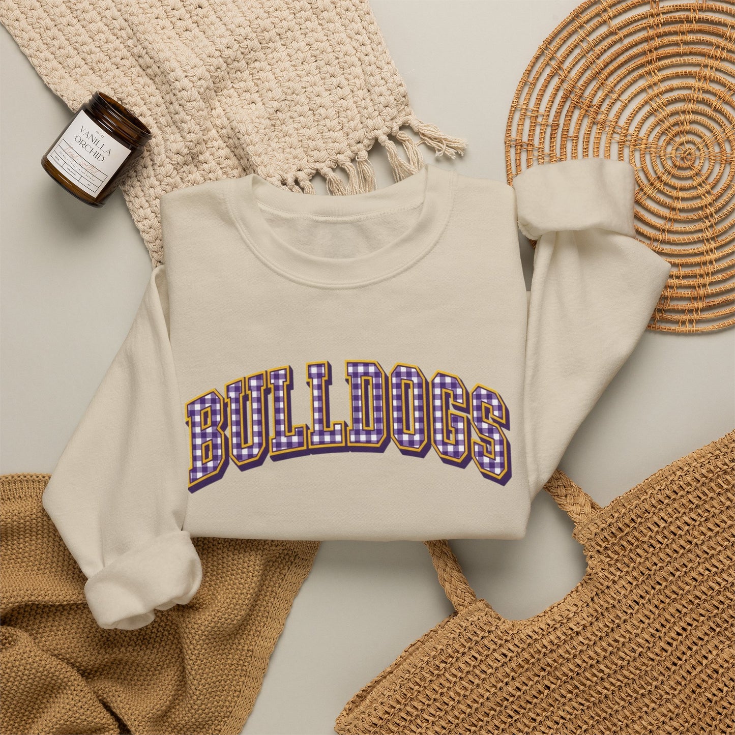 Bulldogs Gingham Crewneck Sweatshirt