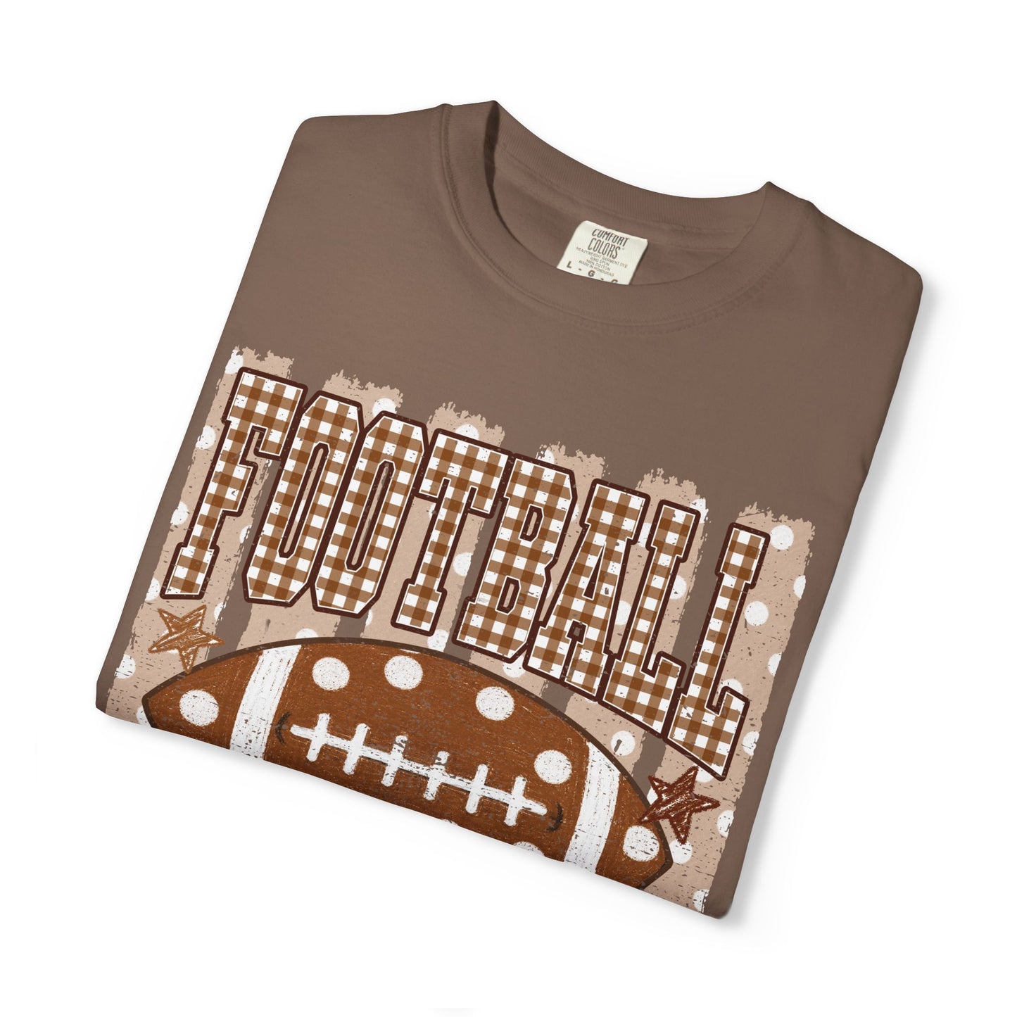 Football Mama T-Shirt | Rust Plaid Football Graphic