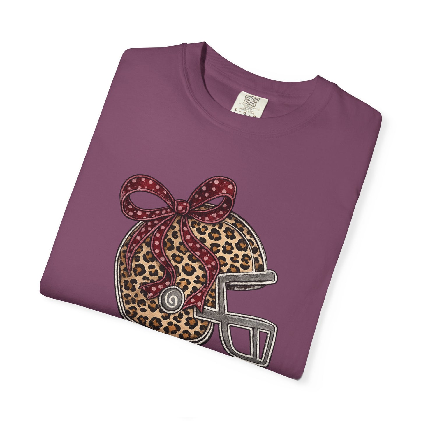 Leopard Print Football Helmet Tee — 'Game Day' Women's Cheer Football Shirt