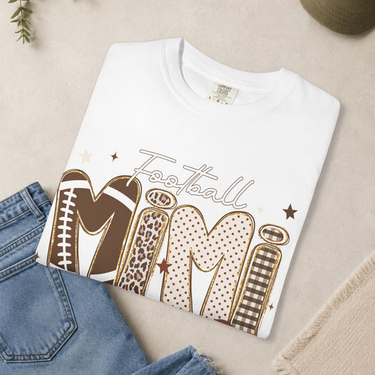 Football Mimi T-Shirt | Leopard & Brown Football Lettering