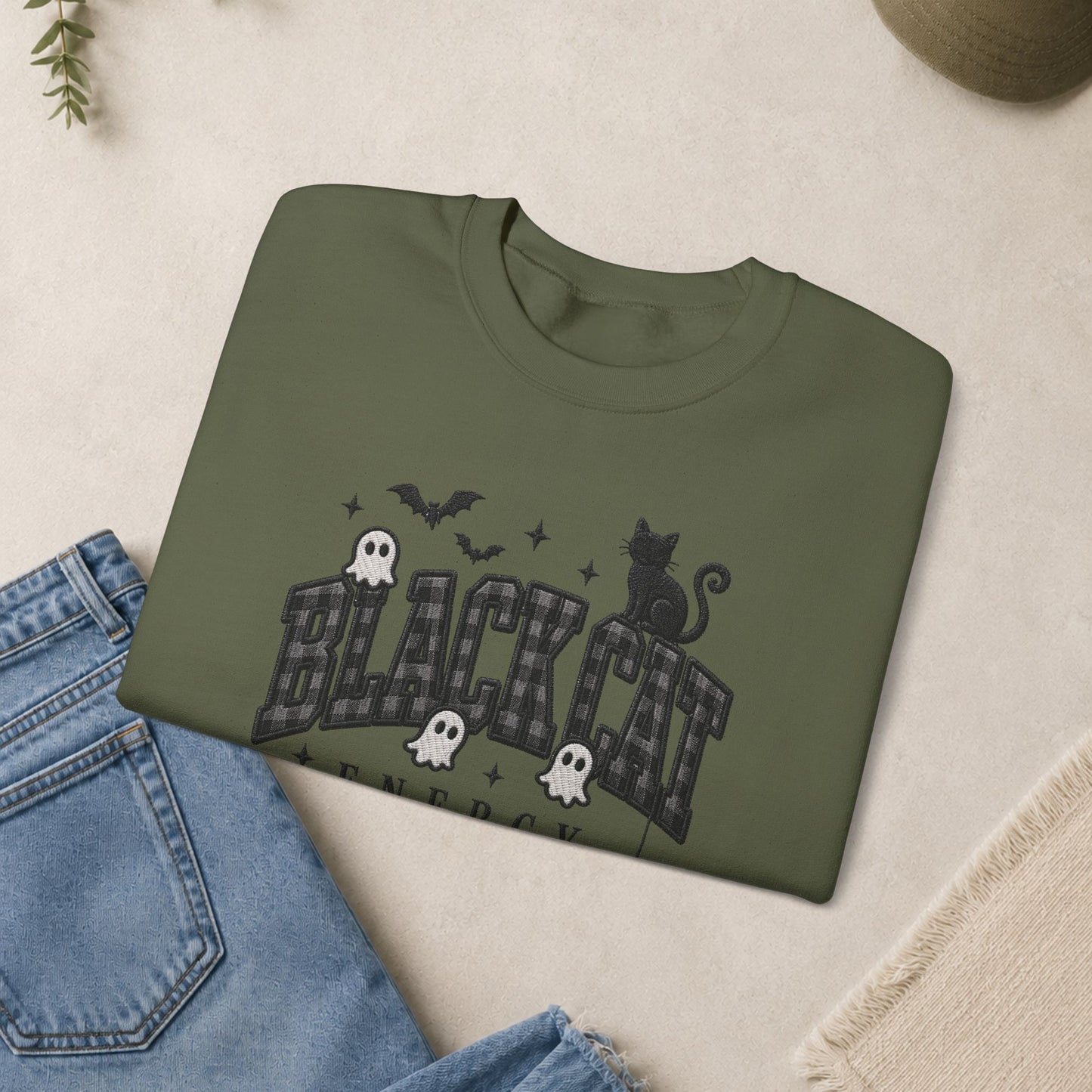 Black Cat Energy sweatshirt | Halloween spooky cat crewneck