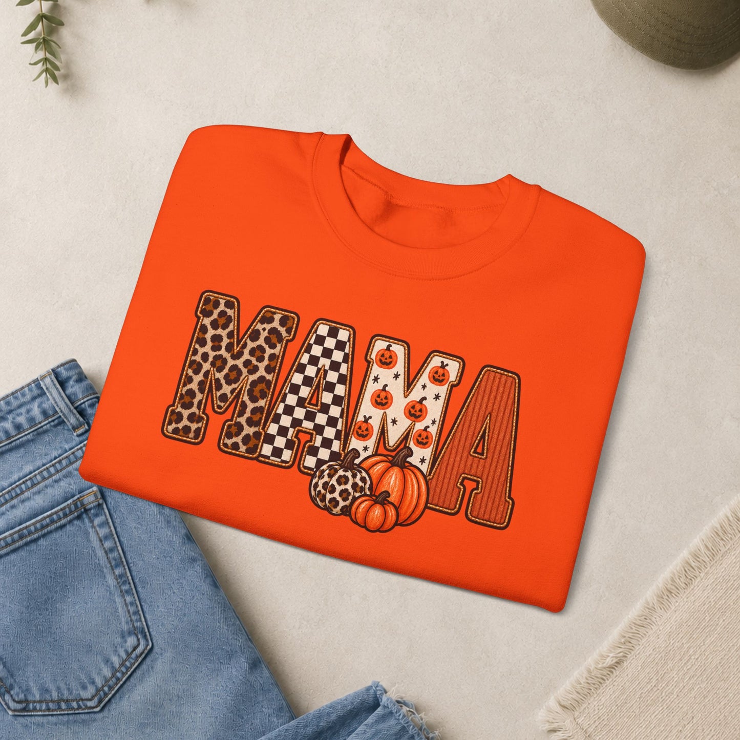 Mama Fall Pumpkin Crewneck Sweatshirt