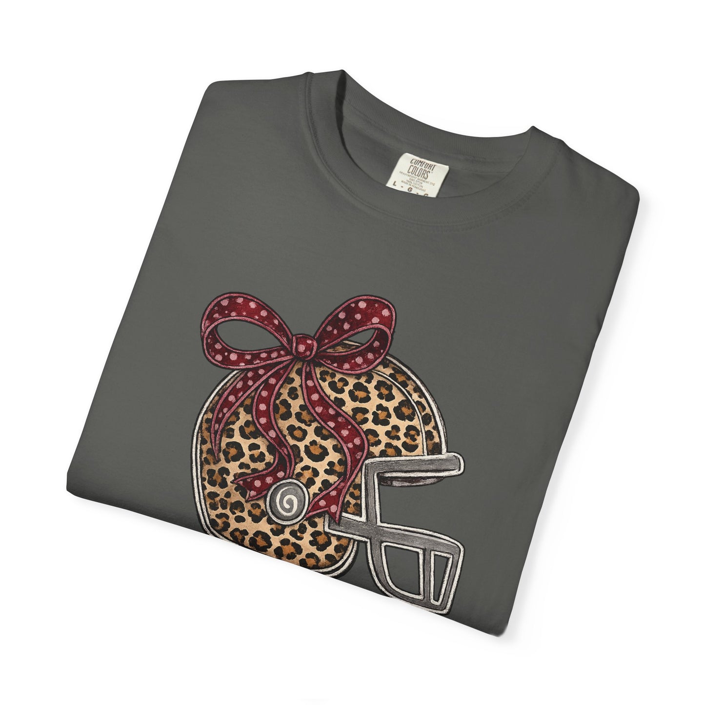 Leopard Print Football Helmet Tee — 'Game Day' Women's Cheer Football Shirt