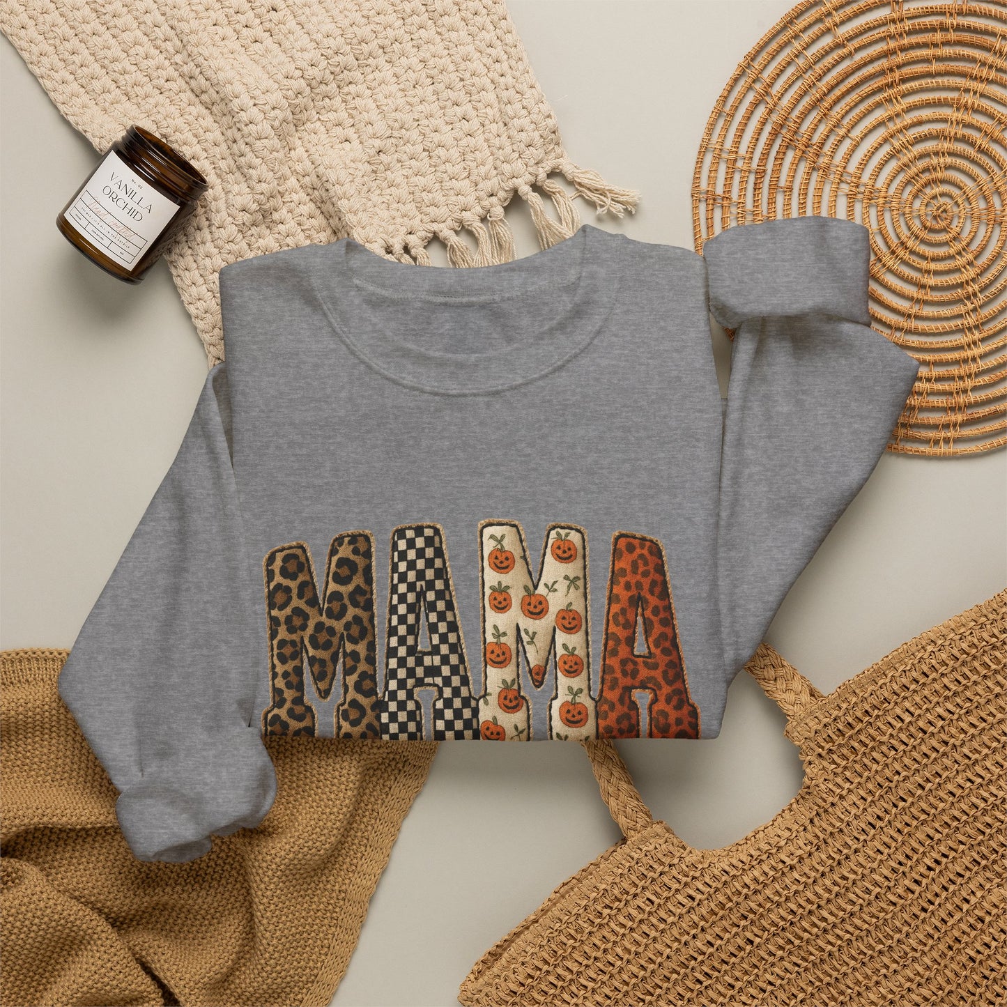Mama Printed Patchwork Pattern Sweatshirt