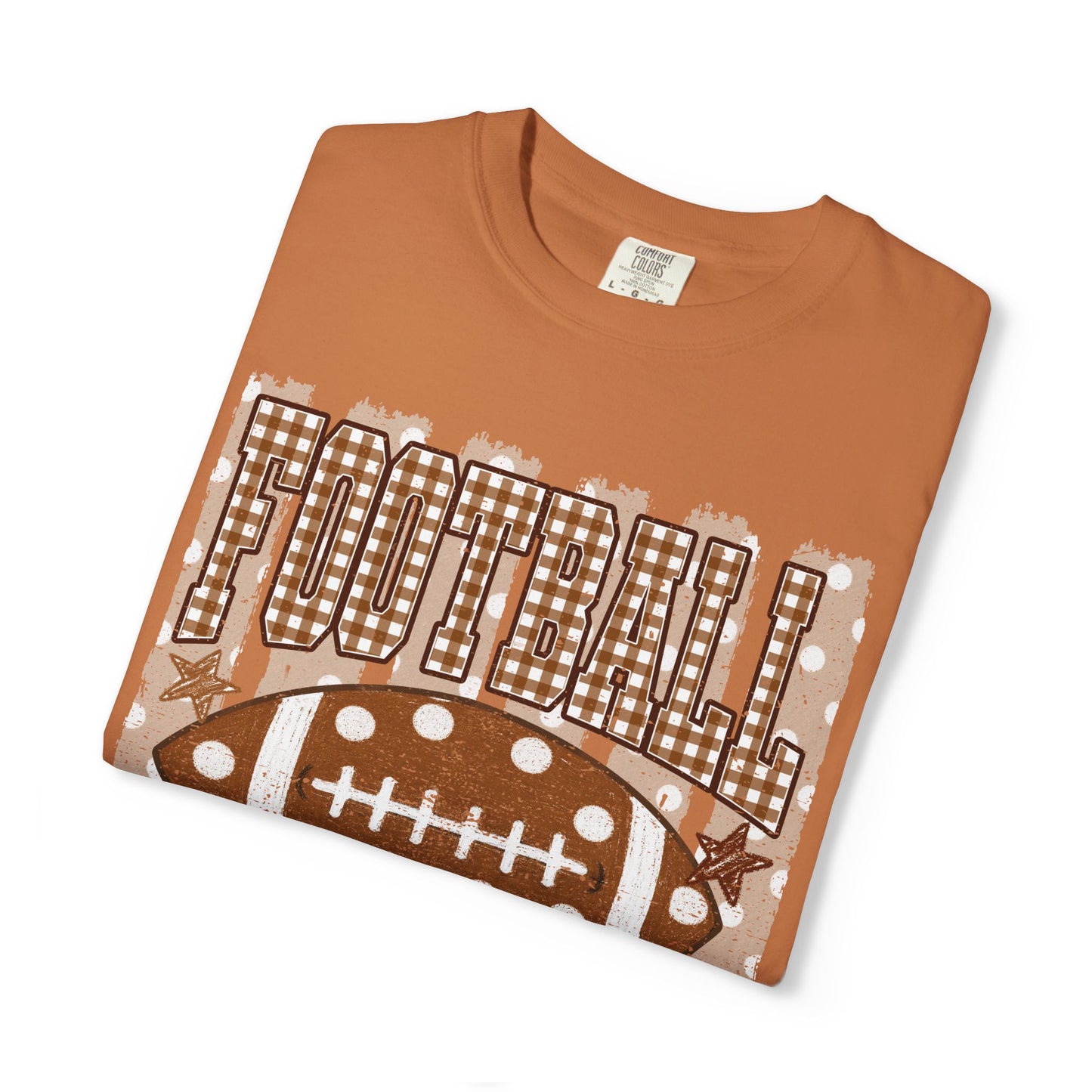 Football Mama T-Shirt | Rust Plaid Football Graphic