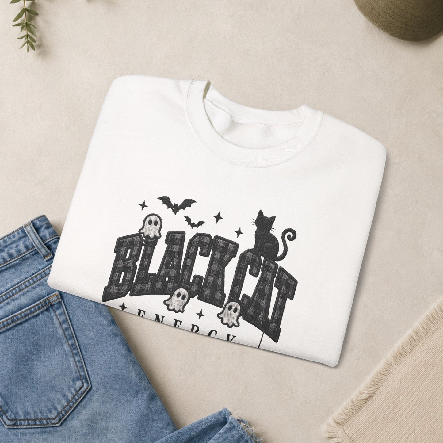 Black Cat Energy sweatshirt | Halloween spooky cat crewneck