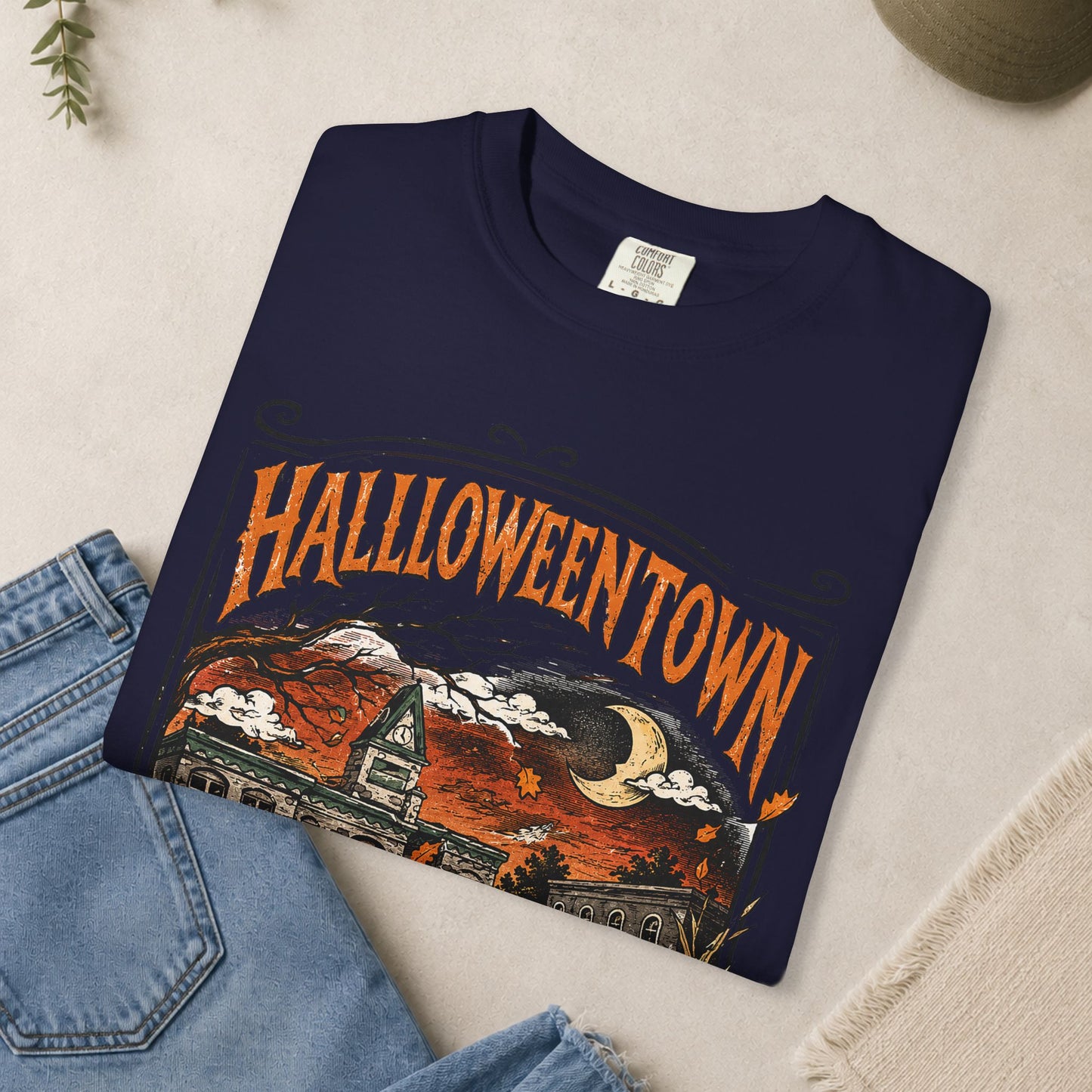 Halloweentown T-Shirt | Haunted Town Pumpkin Scene
