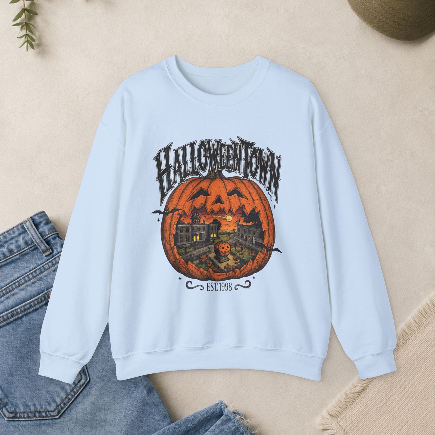 Halloweentown Pumpkin Sweatshirt, Spooky Jack-O'-Lantern Crewneck