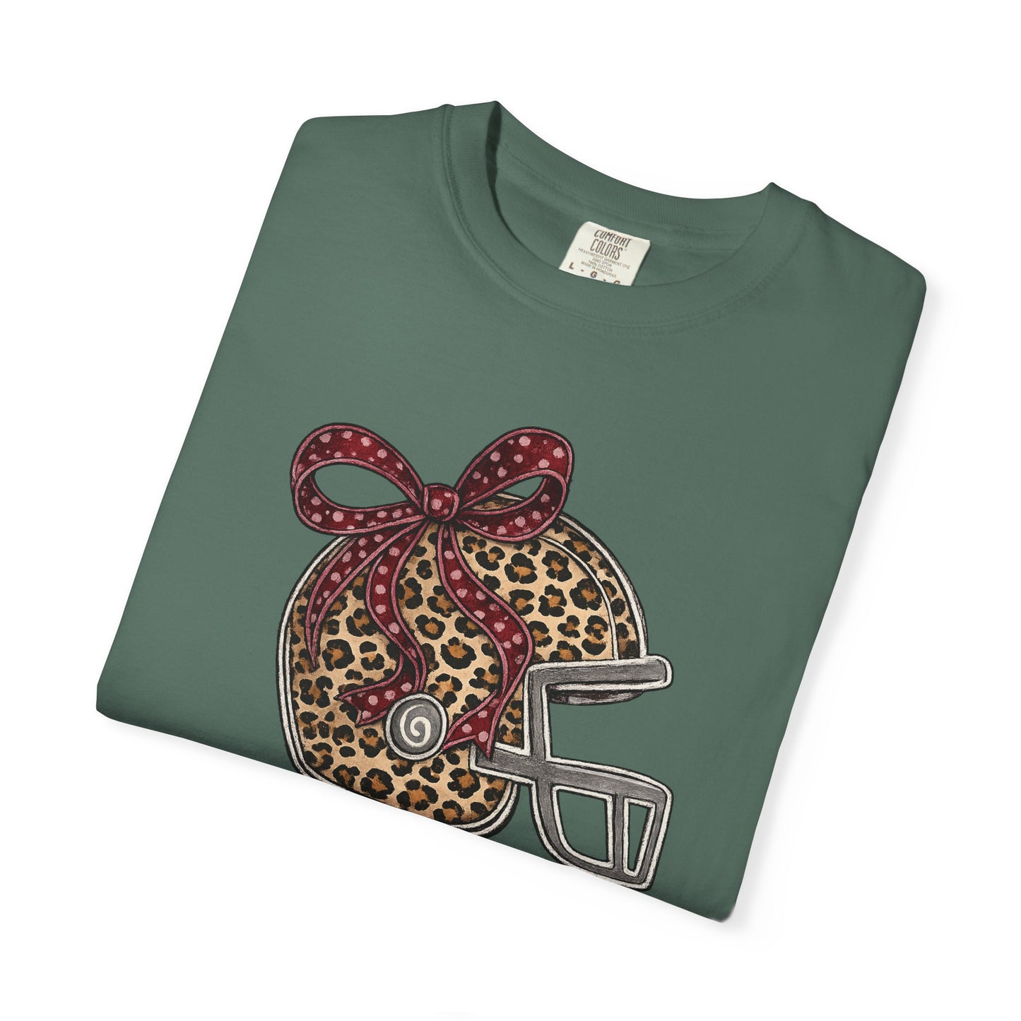 Leopard Print Football Helmet Tee — 'Game Day' Women's Cheer Football Shirt