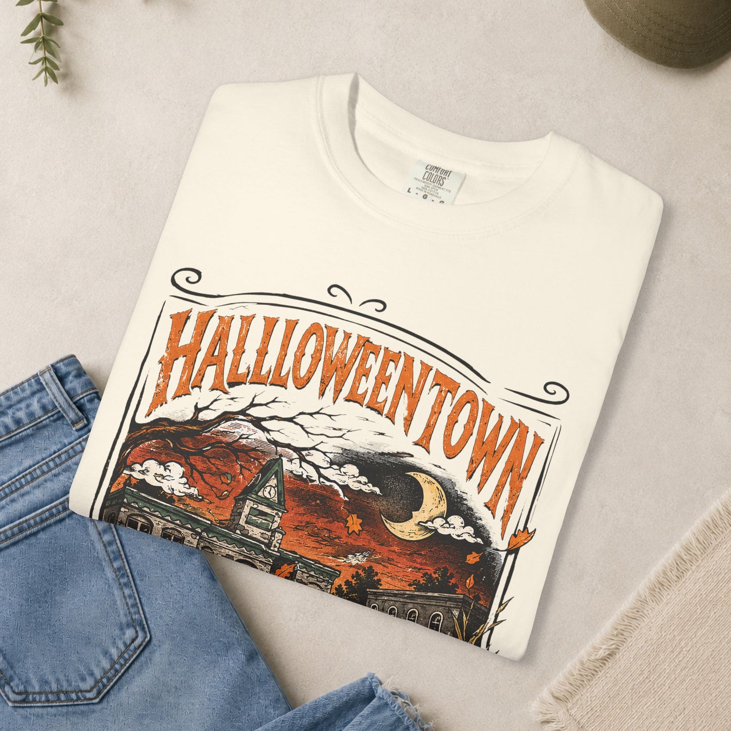 Halloweentown T-Shirt | Haunted Town Pumpkin Scene