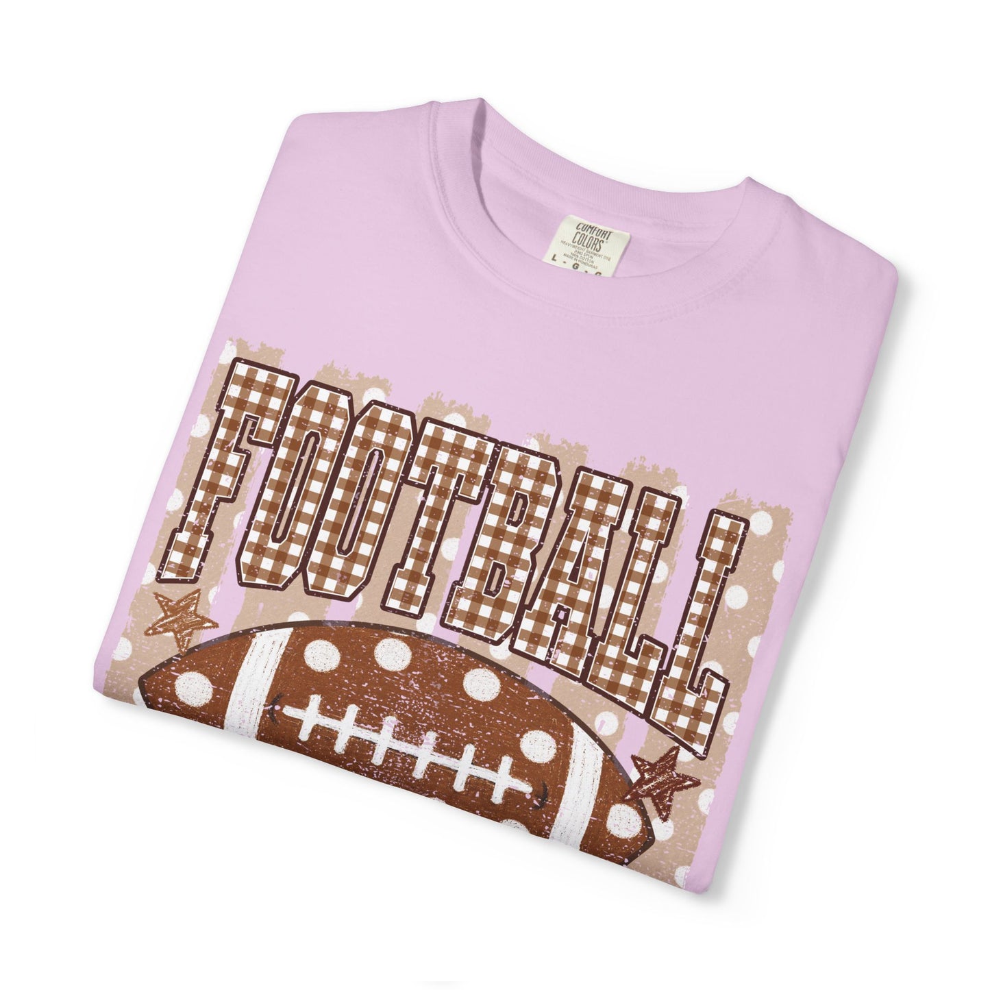 Football Mama T-Shirt | Rust Plaid Football Graphic