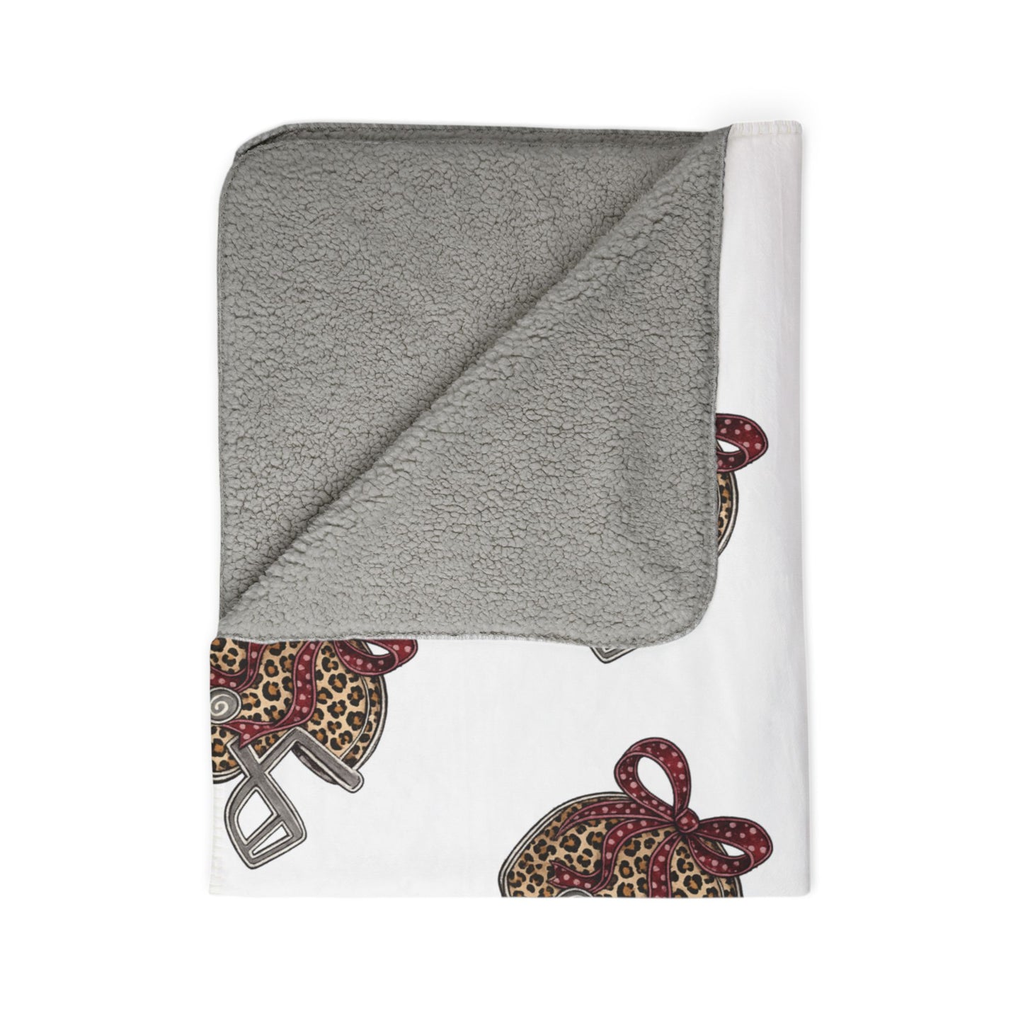 Leopard Print Football Helmet Fleece Sherpa Blanket