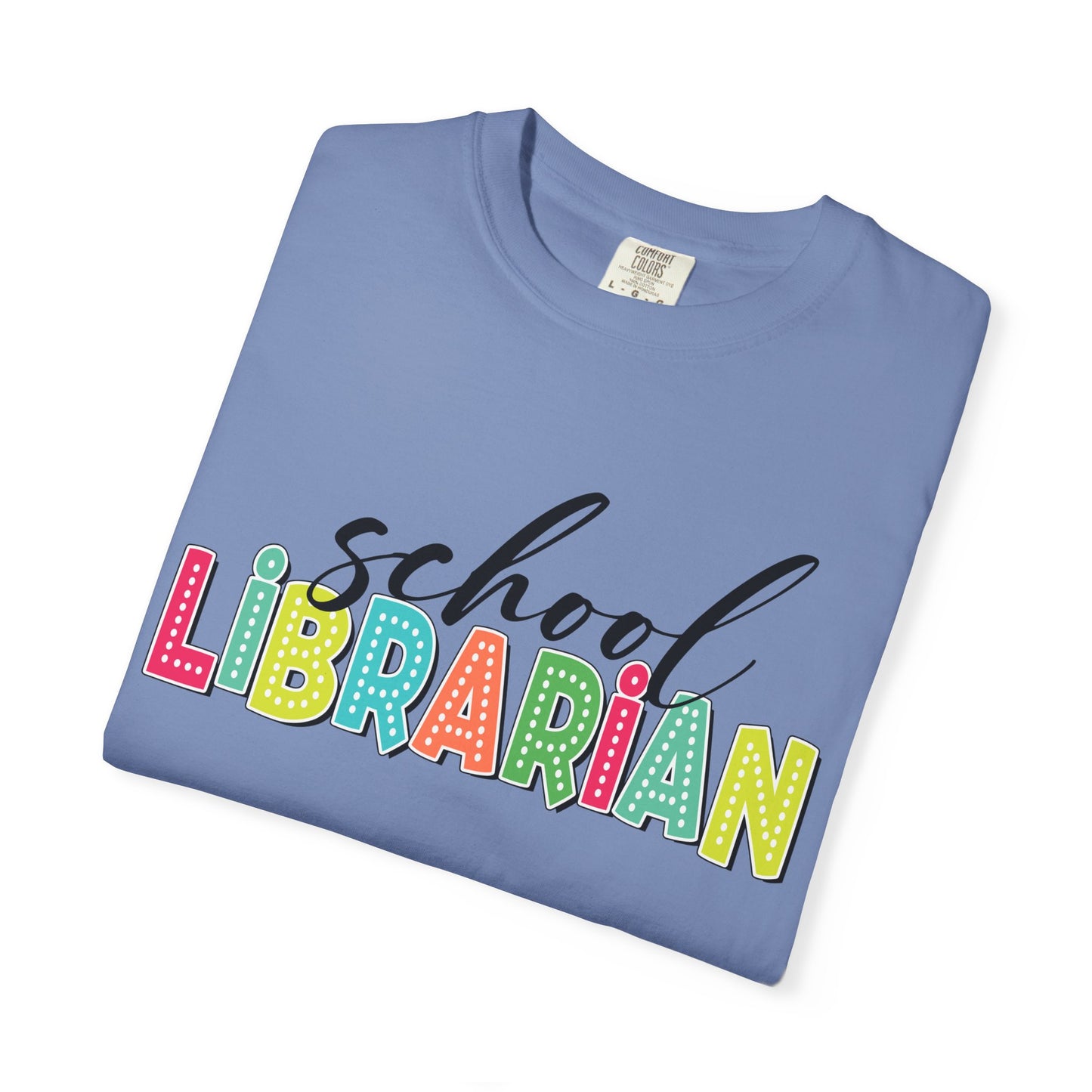School Librarian T-Shirt — Colorful Retro Lettering Tee for Library Staff