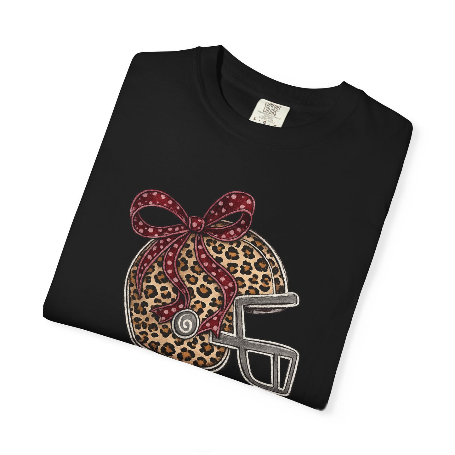 Leopard Print Football Helmet Tee — 'Game Day' Women's Cheer Football Shirt