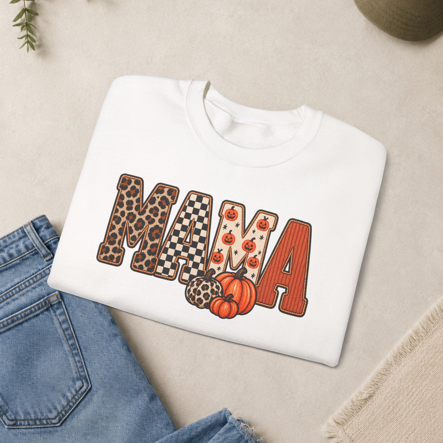 Mama Fall Pumpkin Crewneck Sweatshirt