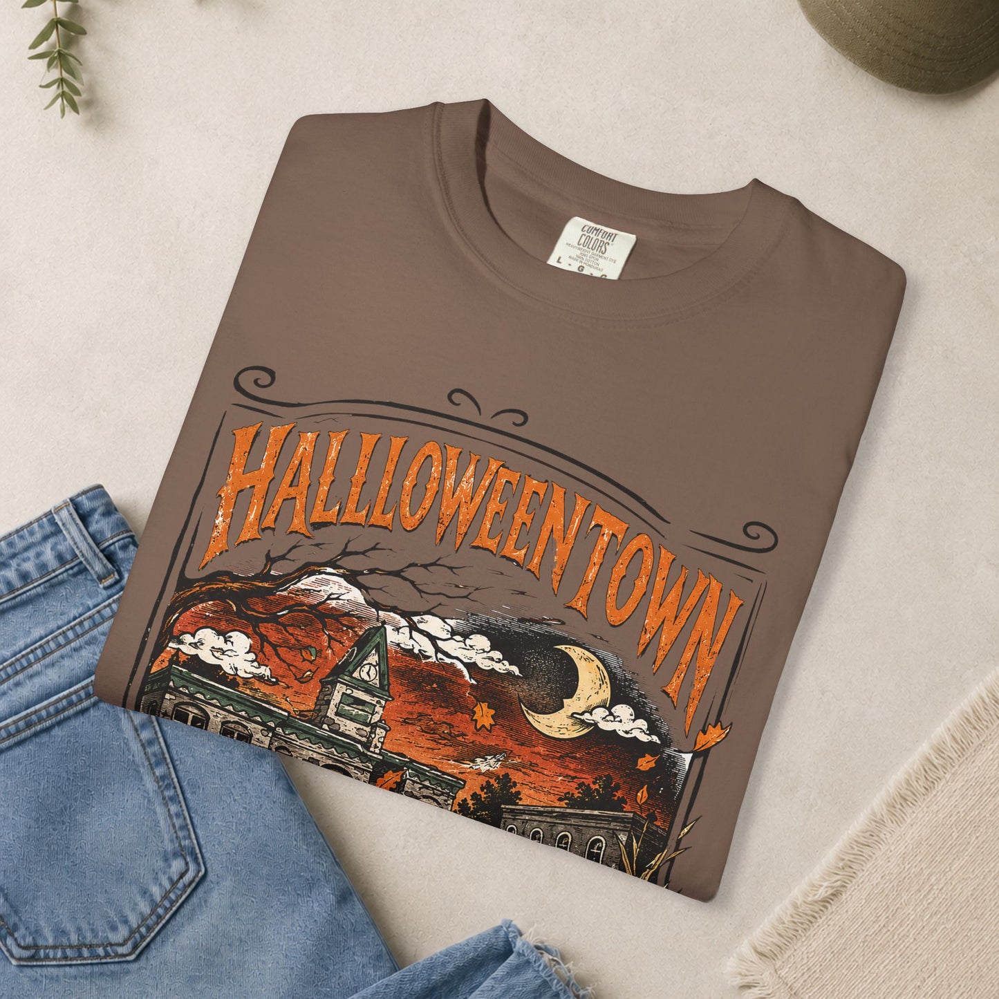 Halloweentown T-Shirt | Haunted Town Pumpkin Scene