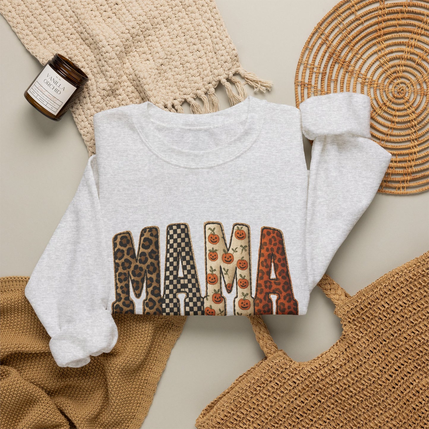 Mama Printed Patchwork Pattern Sweatshirt