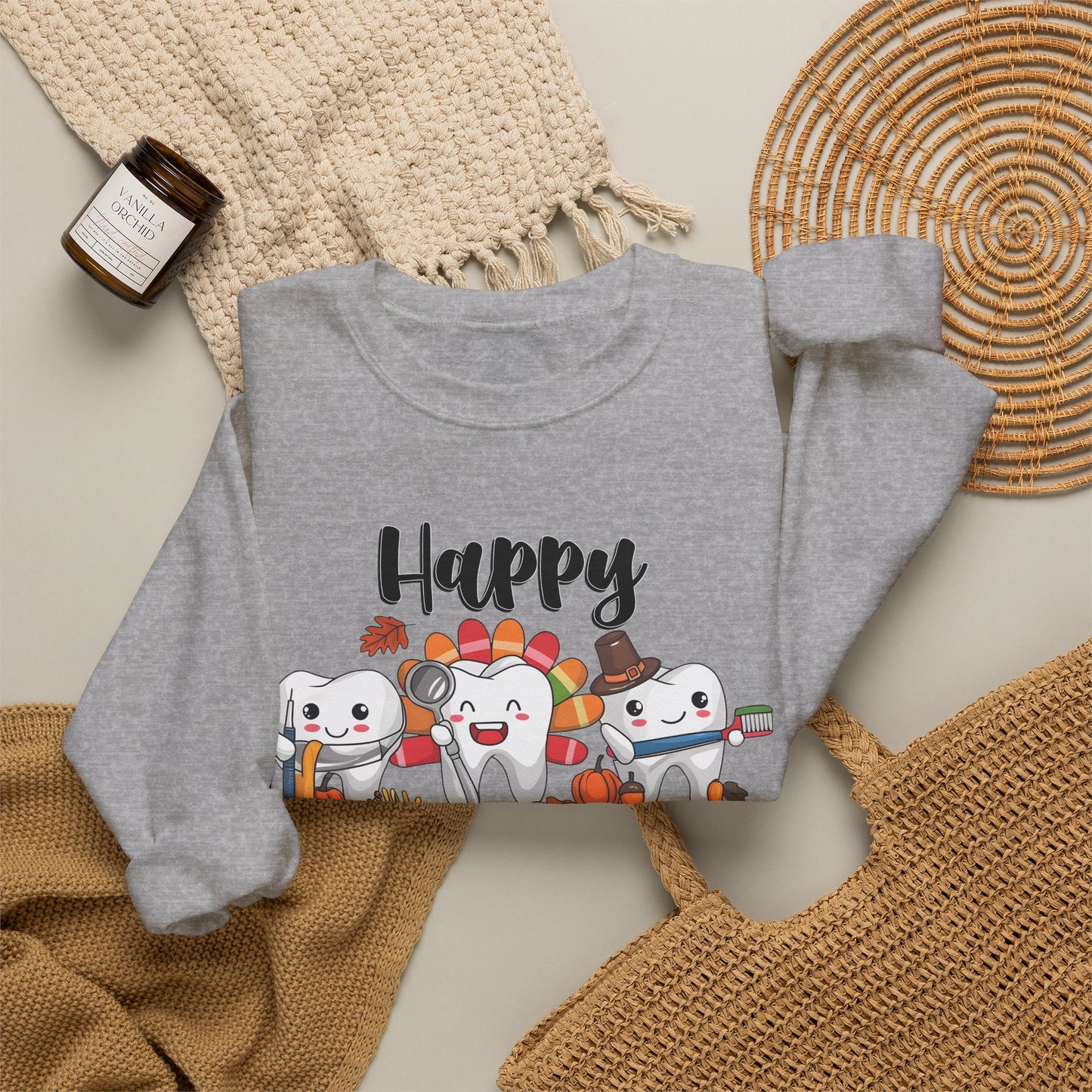 Happy Thanksgiving Turkey Characters Sweatshirt | Thanksgiving Crewneck