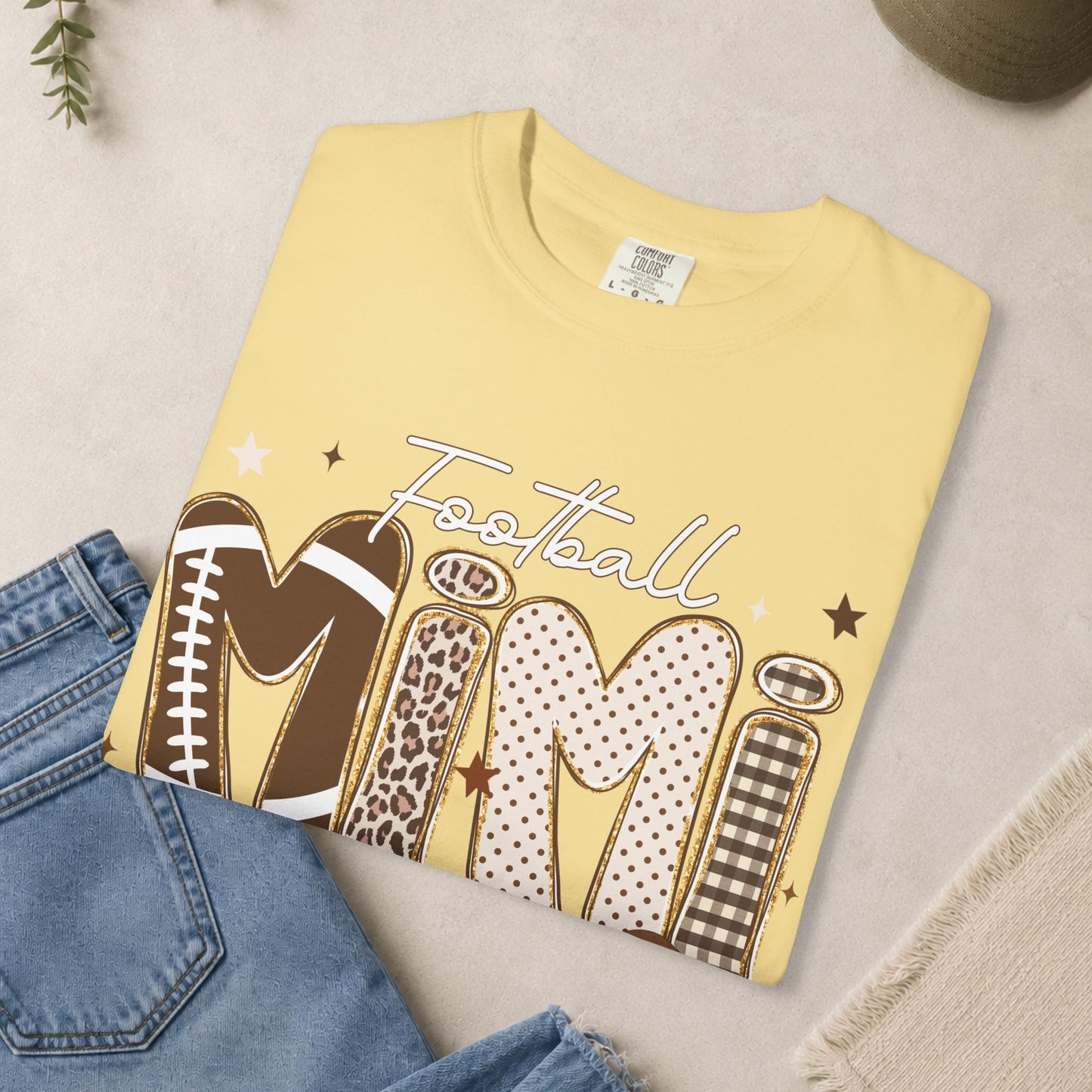 Football Mimi T-Shirt | Leopard & Brown Football Lettering