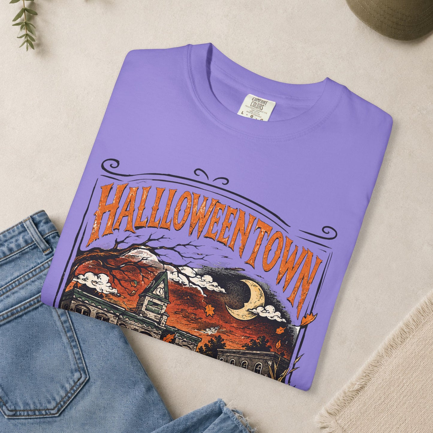 Halloweentown T-Shirt | Haunted Town Pumpkin Scene