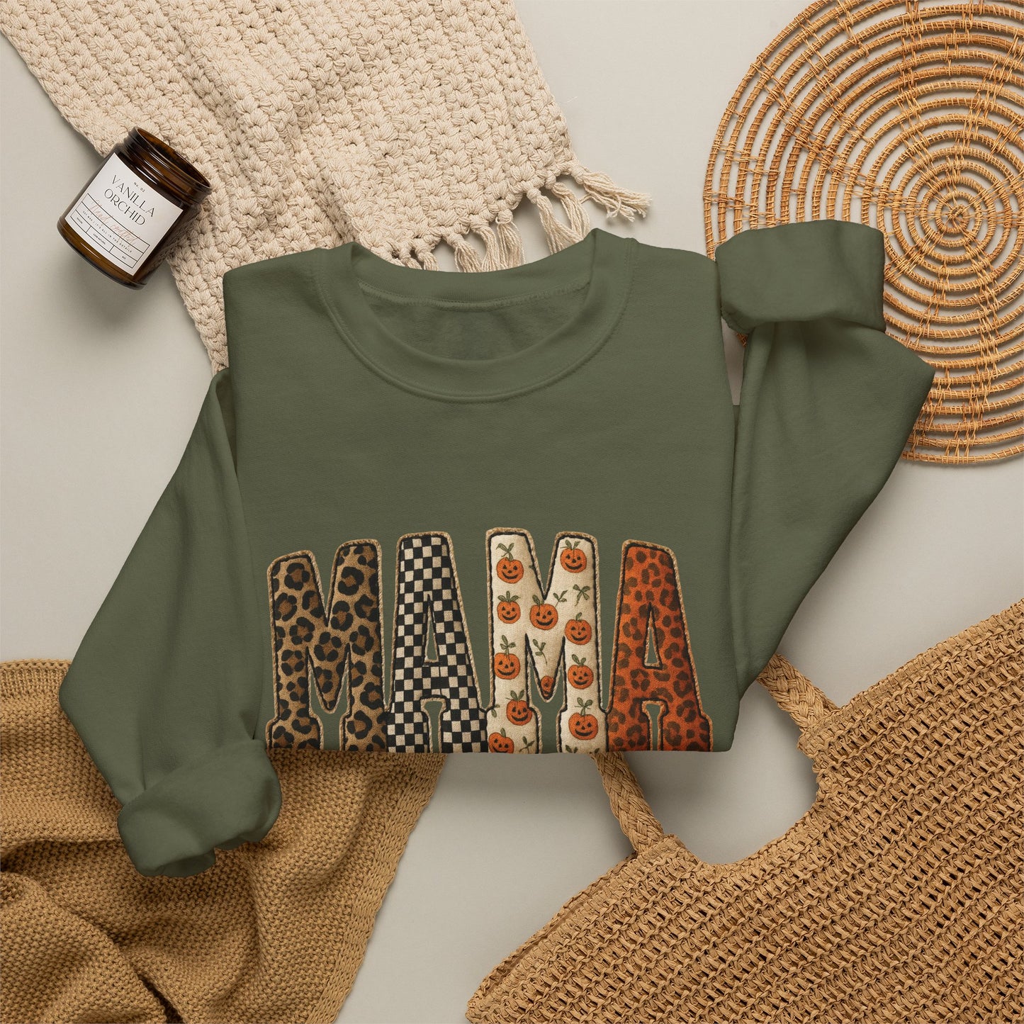 Mama Printed Patchwork Pattern Sweatshirt
