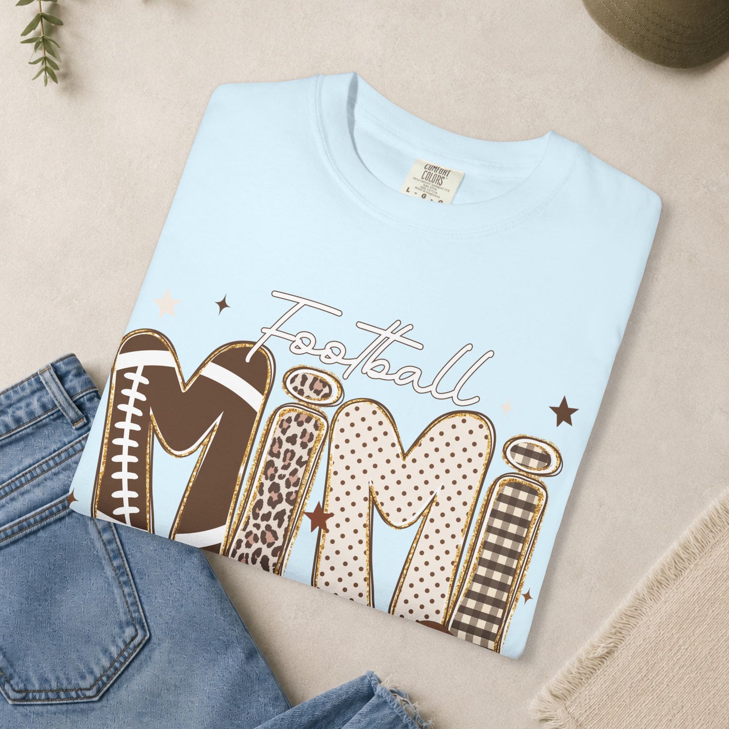 Football Mimi T-Shirt | Leopard & Brown Football Lettering