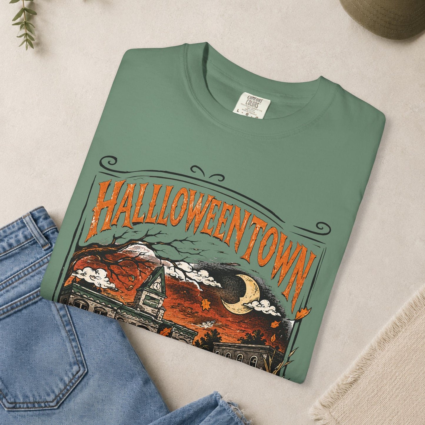 Halloweentown T-Shirt | Haunted Town Pumpkin Scene