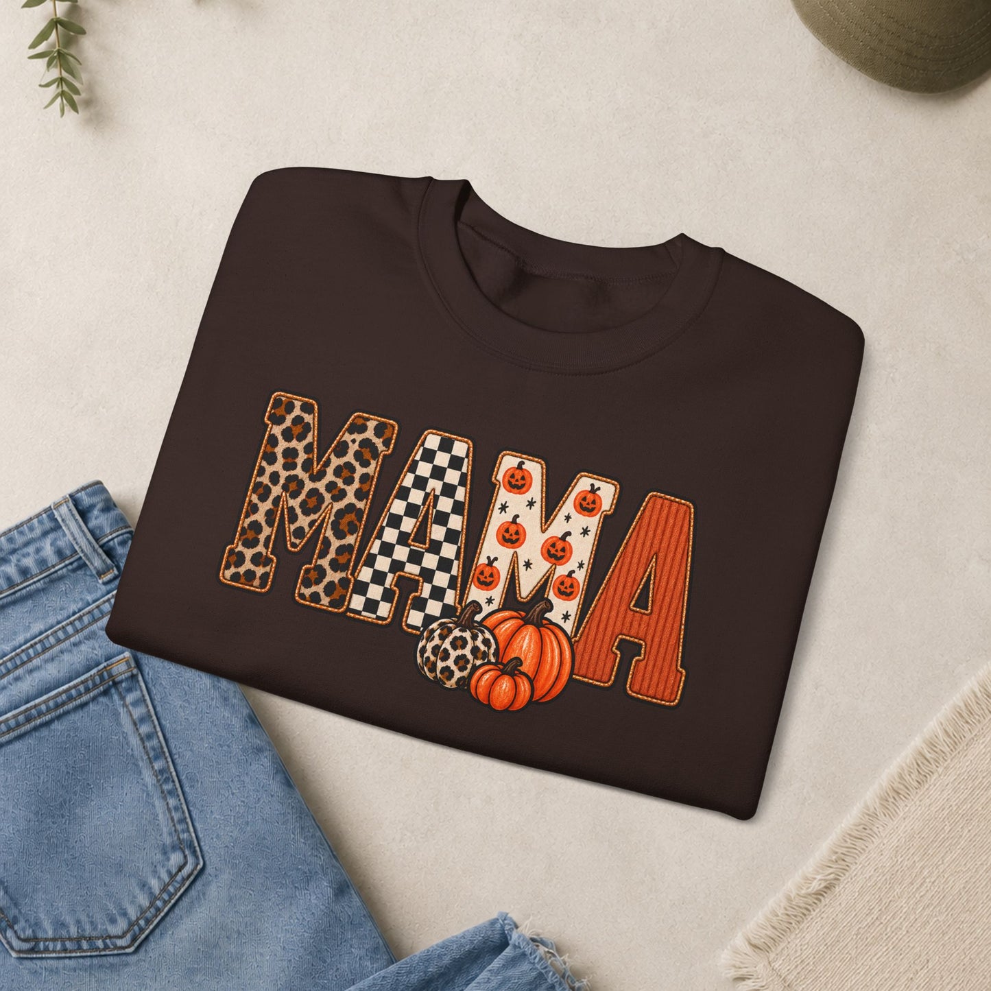 Mama Fall Pumpkin Crewneck Sweatshirt