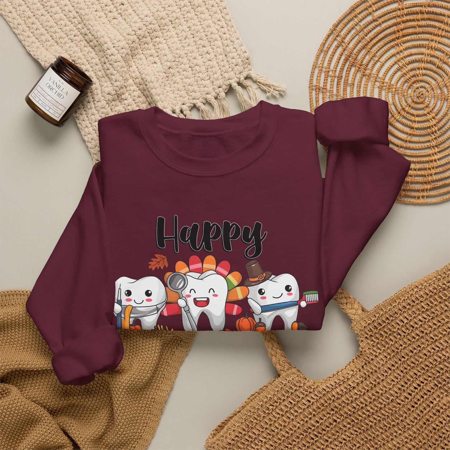 Happy Thanksgiving Turkey Characters Sweatshirt | Thanksgiving Crewneck