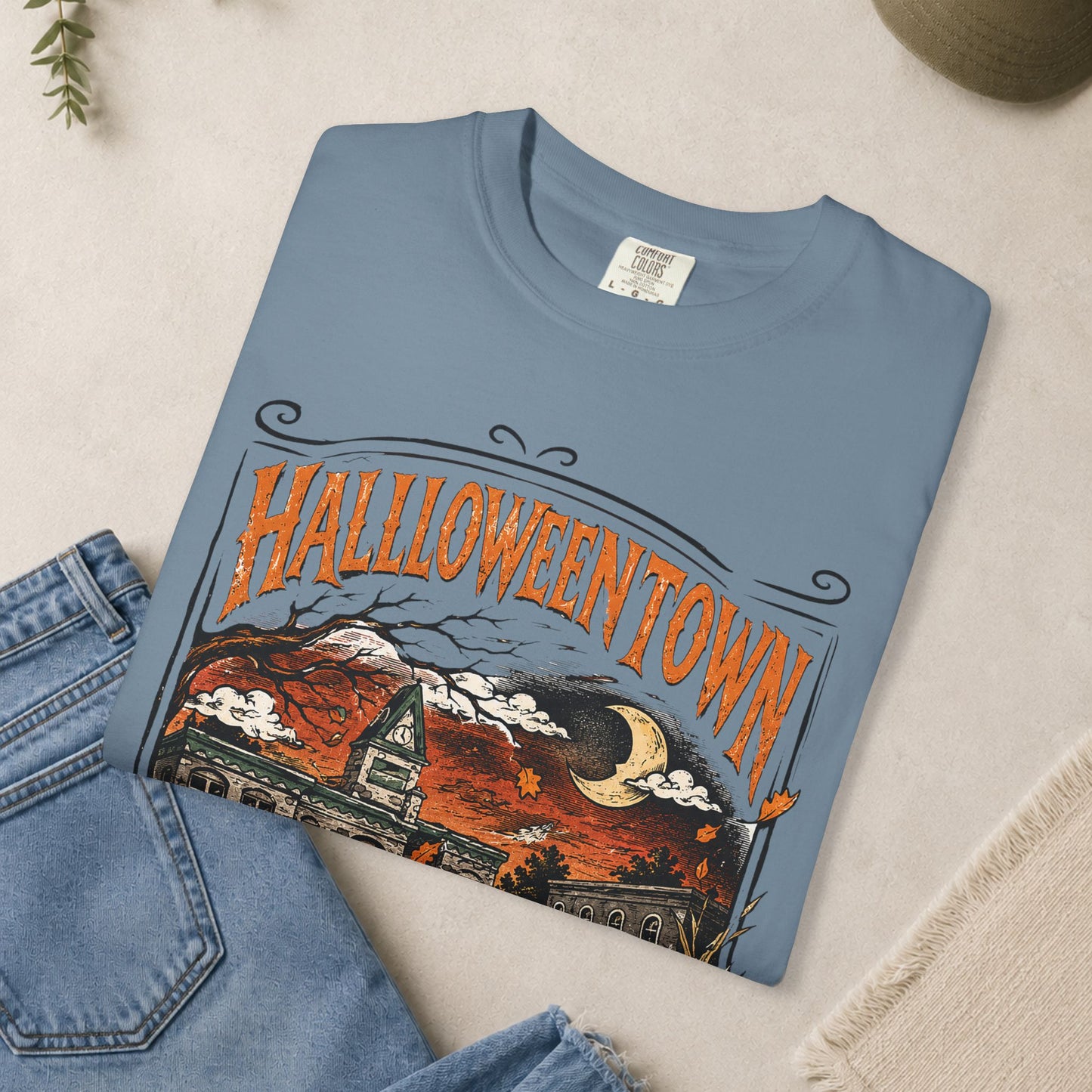 Halloweentown T-Shirt | Haunted Town Pumpkin Scene