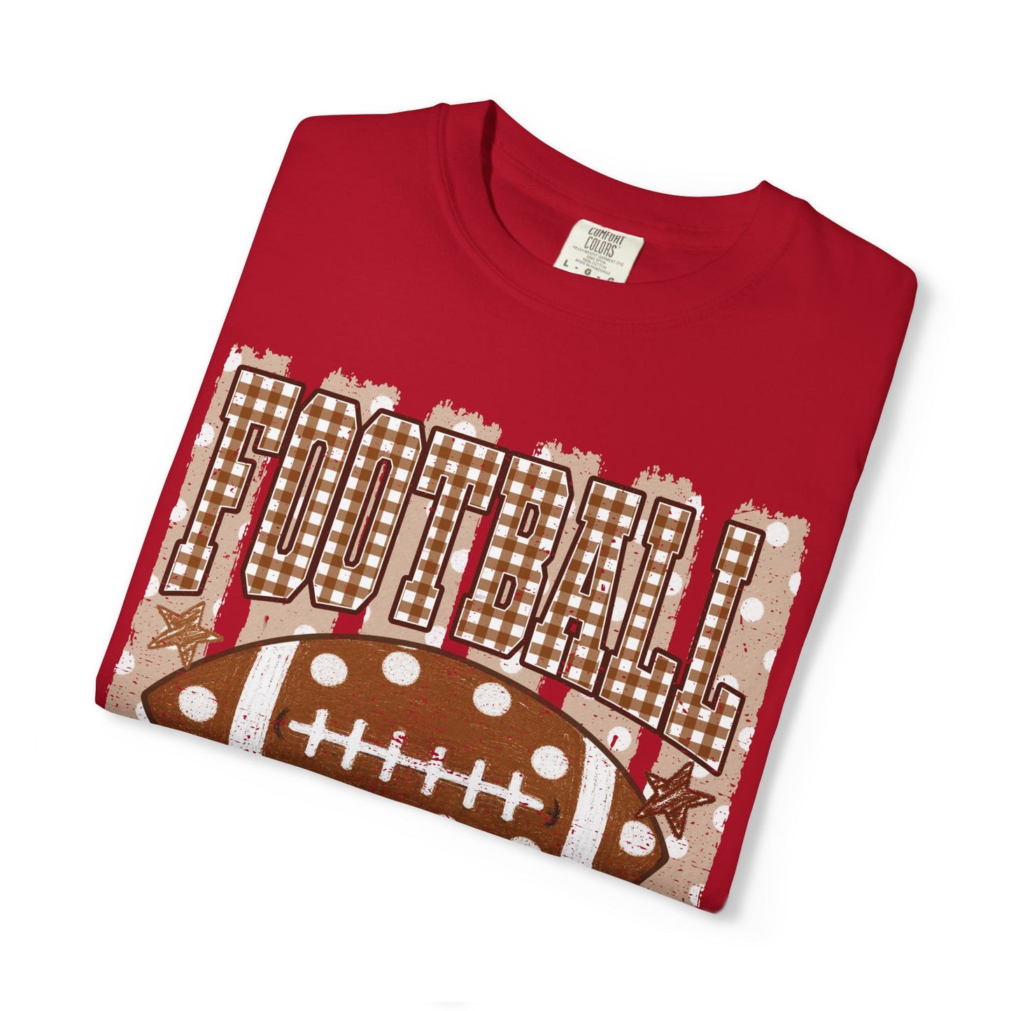 Football Mama T-Shirt | Rust Plaid Football Graphic