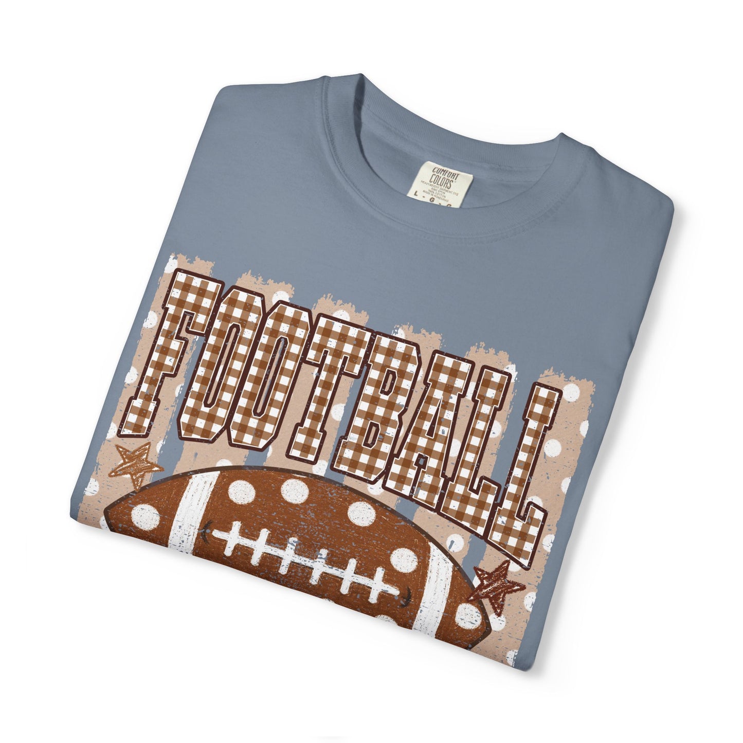 Football Mama T-Shirt | Rust Plaid Football Graphic
