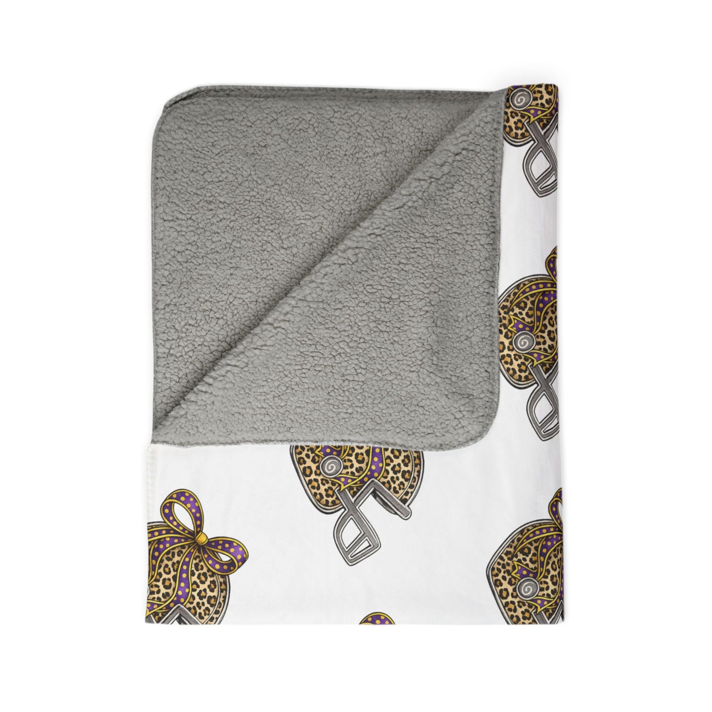 Leopard Print Football helmet Sherpa Blanket