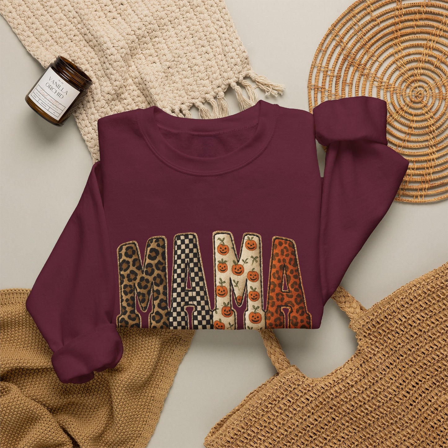 Mama Printed Patchwork Pattern Sweatshirt