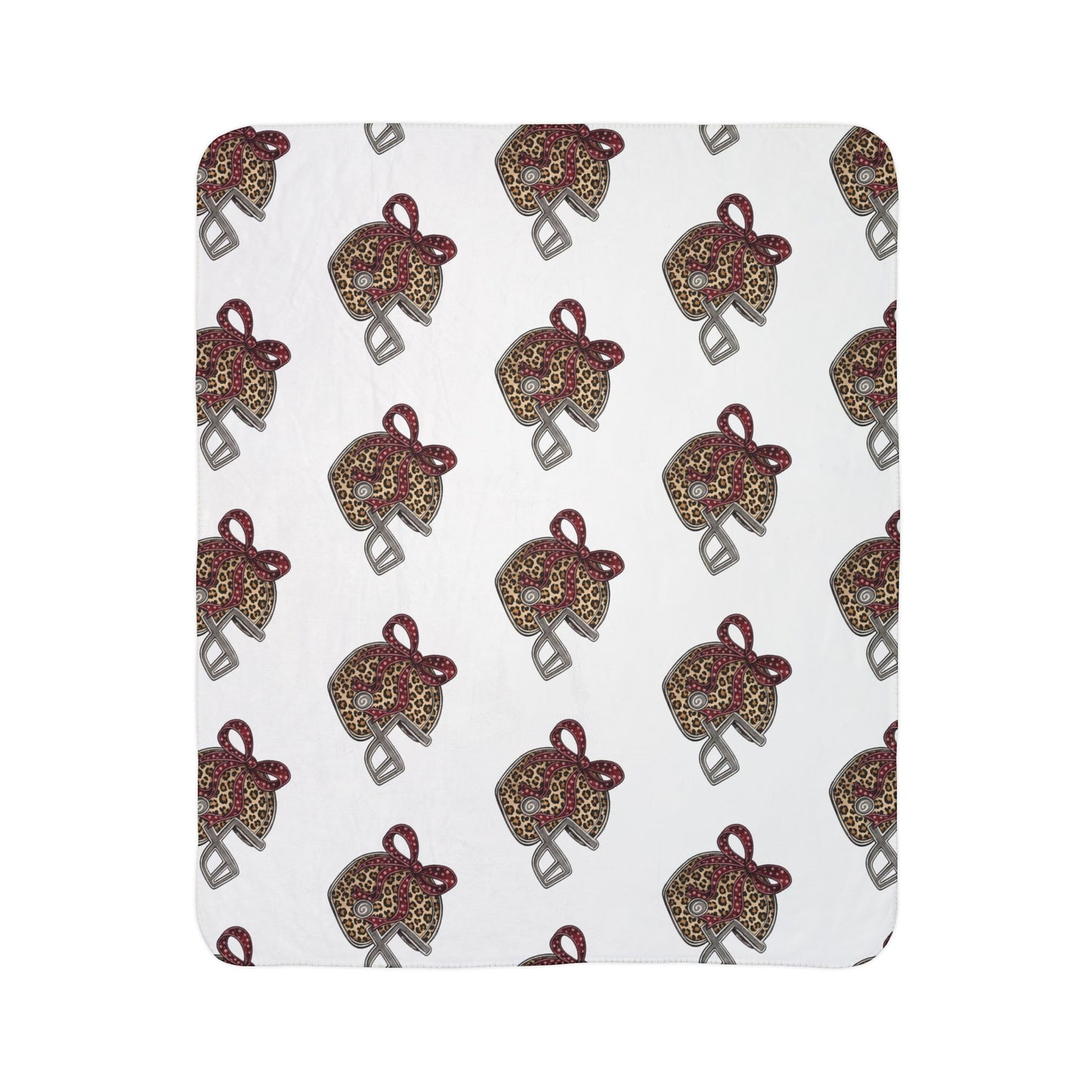 Leopard Print Football Helmet Fleece Sherpa Blanket